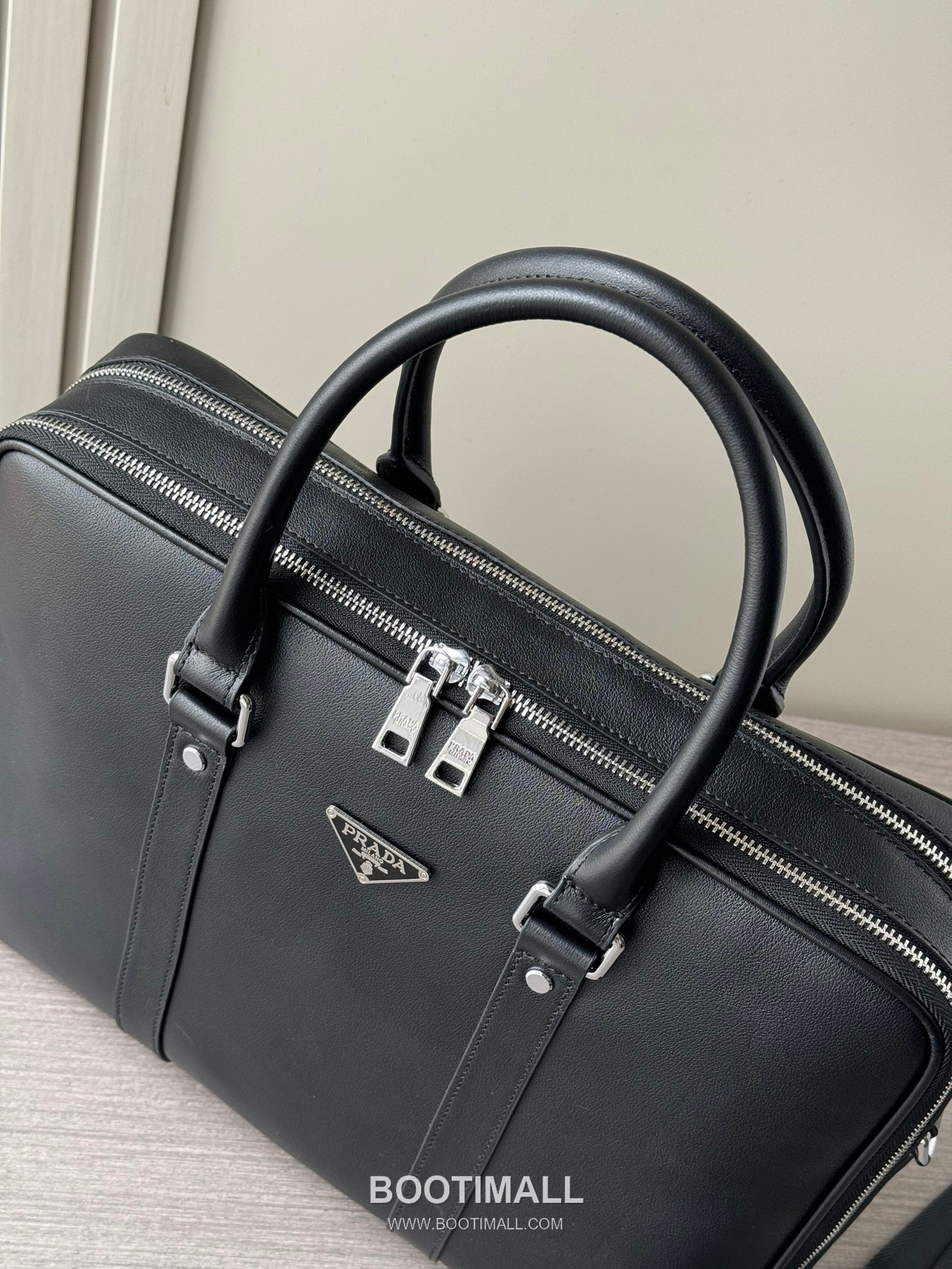 Prada 6048-3 Double-Zip Briefcase Vegetable-Tanned Calfskin Black 프라다 6048-3 더블 지퍼 브리프케이스 베지터블 탠드 카프스킨 블랙 39cm 4