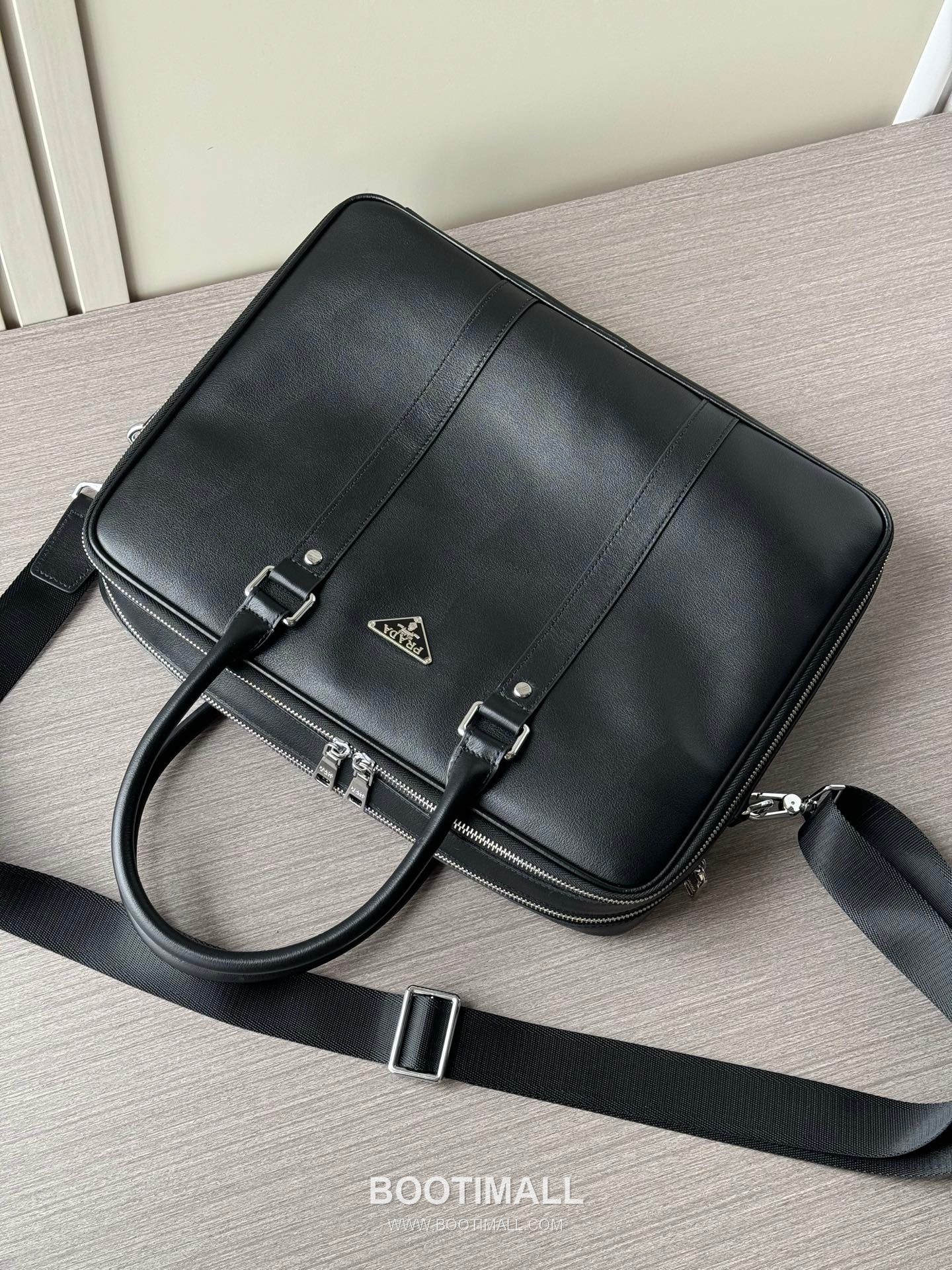 Prada 6048-3 Double-Zip Briefcase Vegetable-Tanned Calfskin Black 프라다 6048-3 더블 지퍼 브리프케이스 베지터블 탠드 카프스킨 블랙 39cm 7