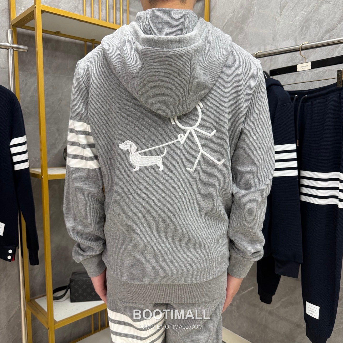 Thom Browne Stickman Dog 4-Stripe Outerwear Cotton Blue Hoodie 톰브라운 스틱맨 도그 4스트라이프 아우터 코튼 블루 후드 3