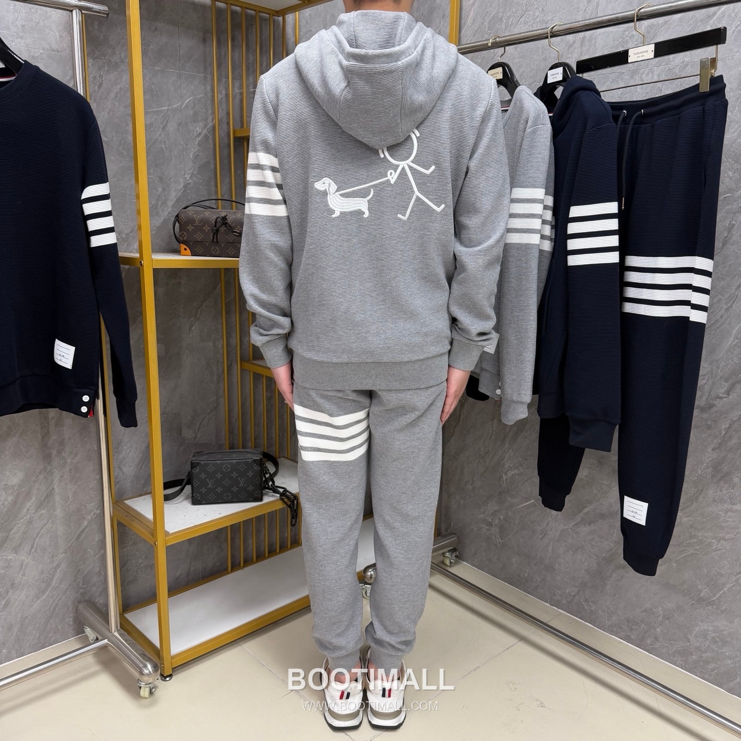 Thom Browne Stickman Dog 4-Stripe Outerwear Cotton Blue Hoodie 톰브라운 스틱맨 도그 4스트라이프 아우터 코튼 블루 후드 5