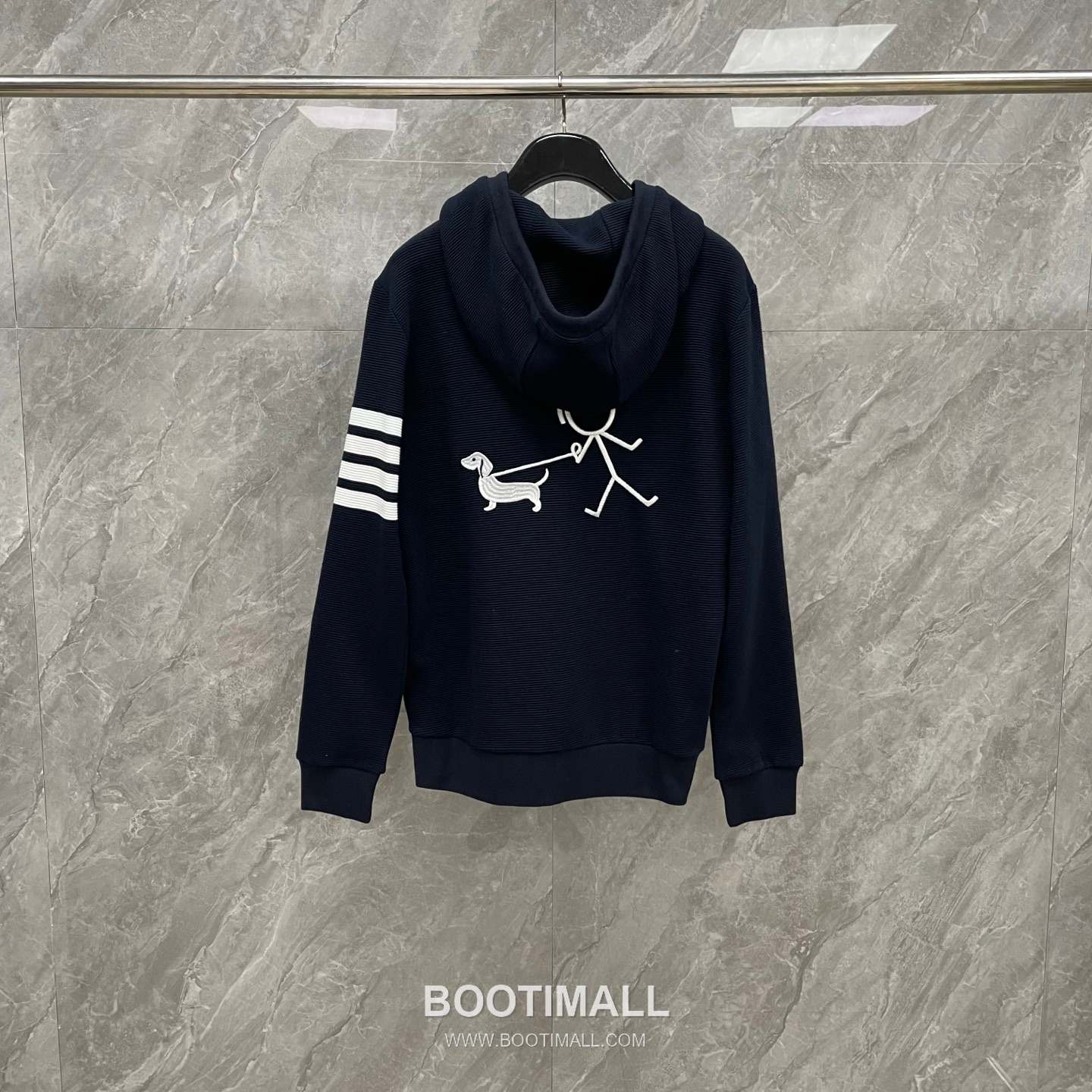 Thom Browne Stickman Dog 4-Stripe Outerwear Cotton Blue Hoodie 톰브라운 스틱맨 도그 4스트라이프 아우터 코튼 블루 후드 12