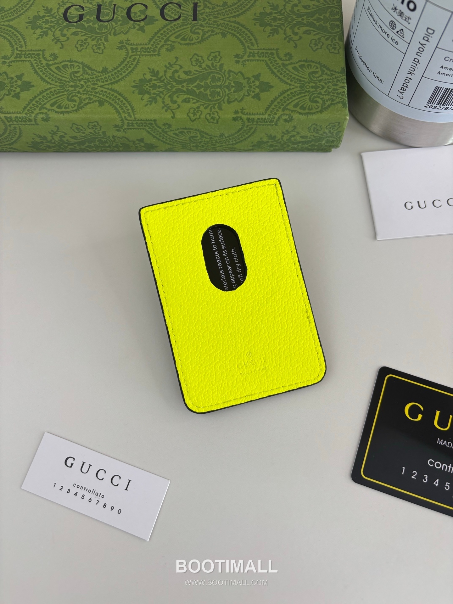 Gucci GG Supreme Bicolor GG Canvas Neon Green Card Holder 구찌 GG 수프림 바이컬러 817197 캔버스 네온 그린 카드홀더 10cm 2