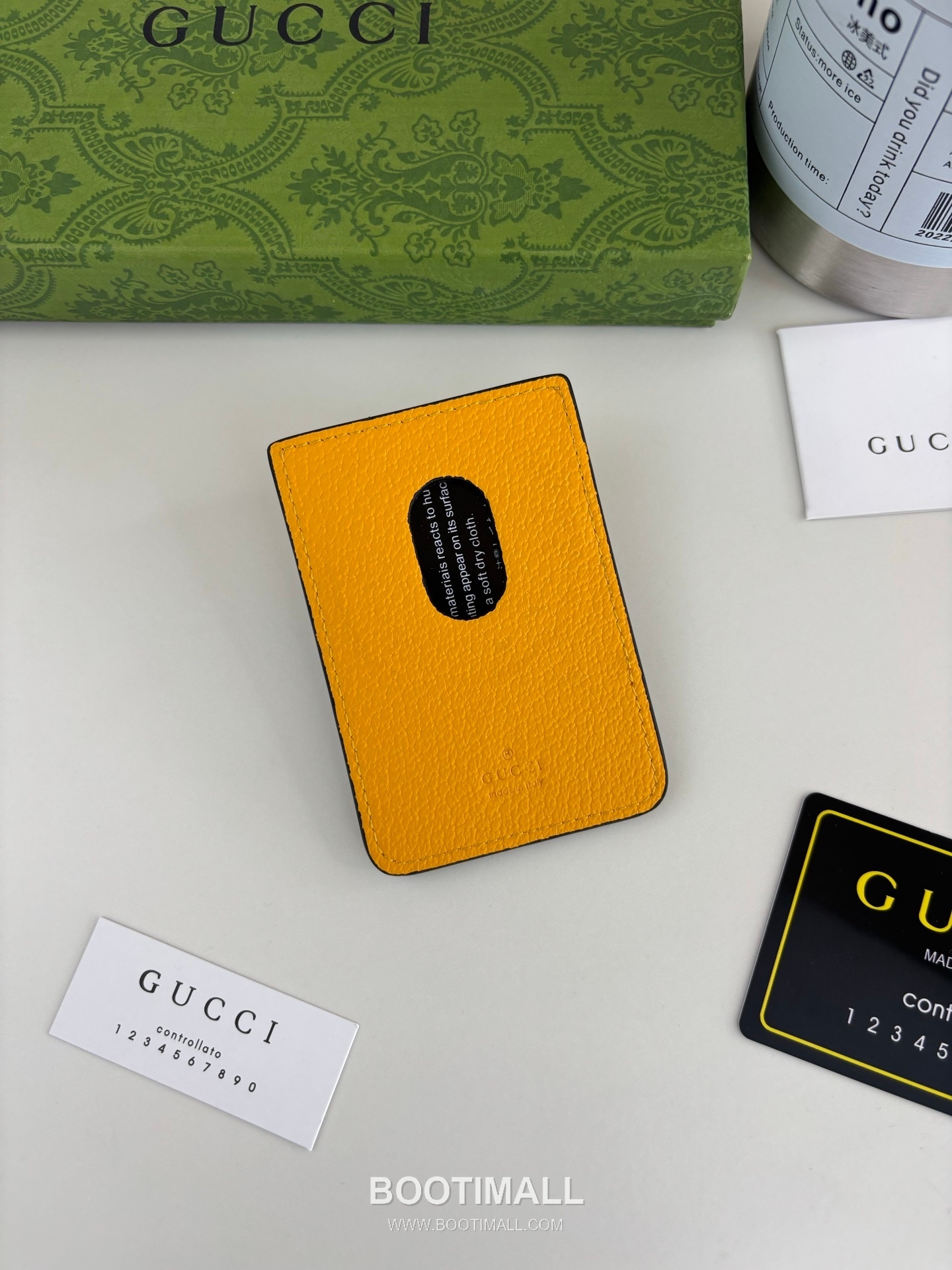 Gucci GG Supreme Magnetic GG Canvas Yellow Card Holder 구찌 GG 수프림 마그네틱 817197 캔버스 옐로우 카드홀더 10cm 2