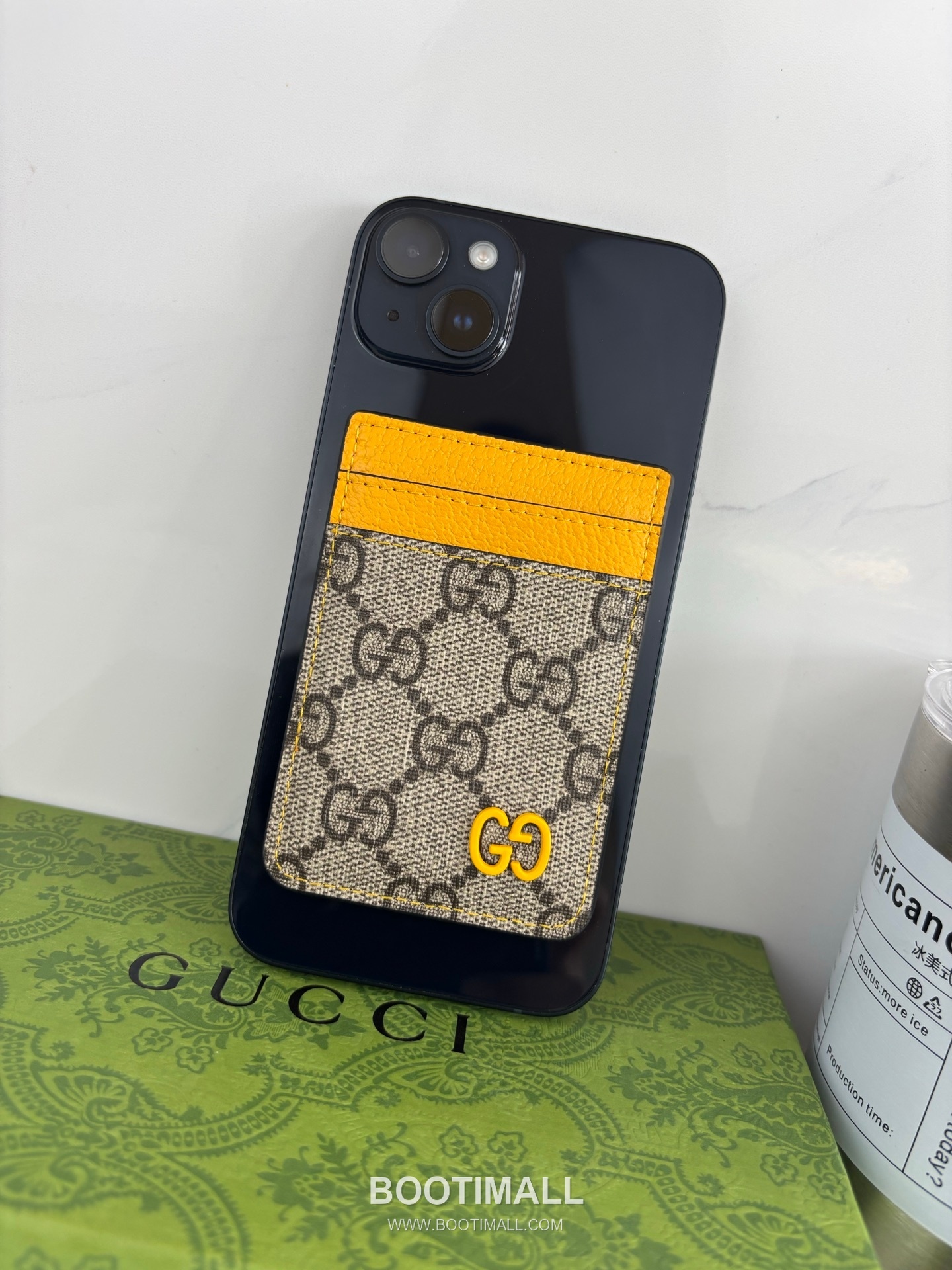 Gucci GG Supreme Magnetic GG Canvas Yellow Card Holder 구찌 GG 수프림 마그네틱 817197 캔버스 옐로우 카드홀더 10cm 3