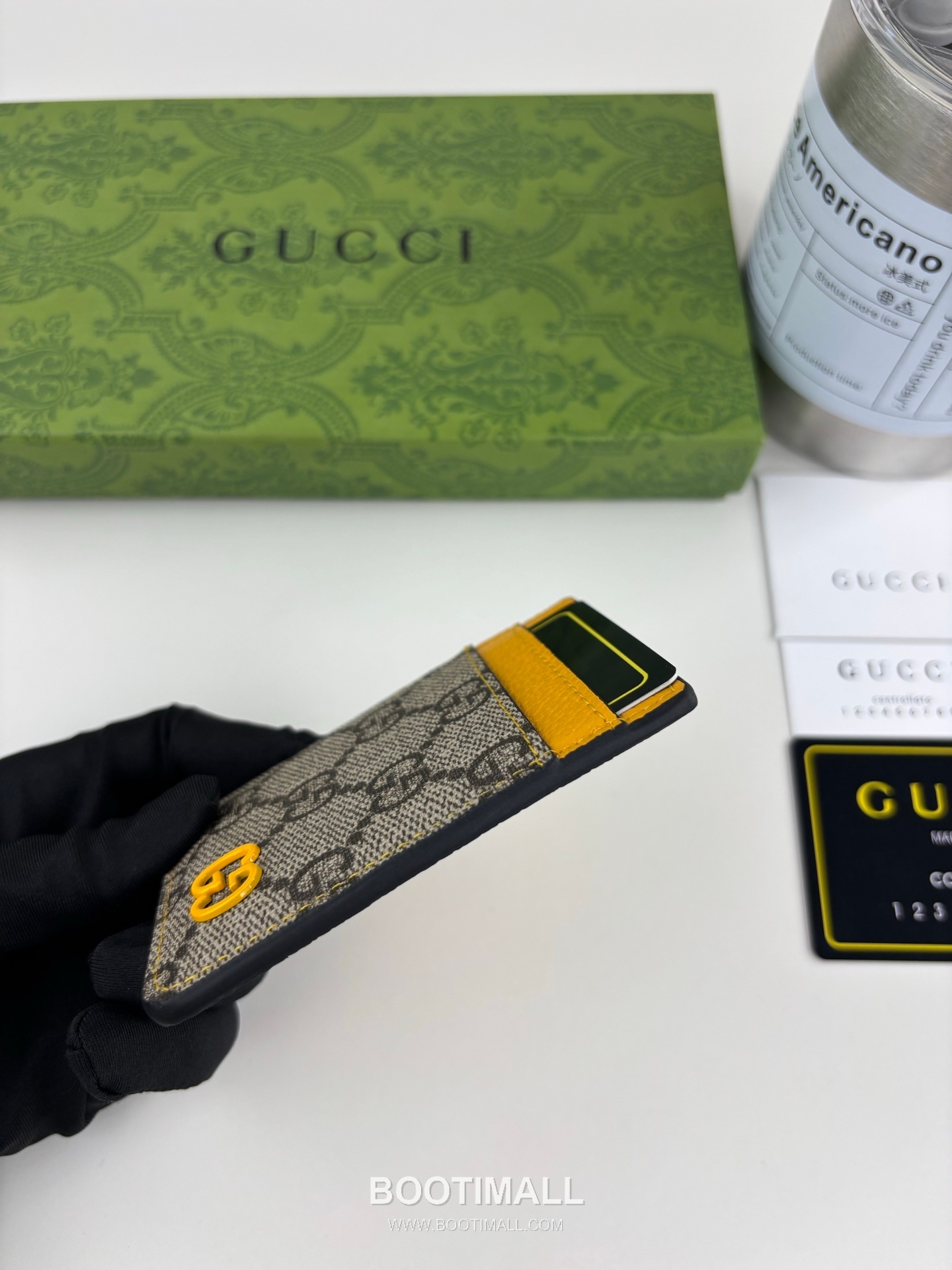 Gucci GG Supreme Magnetic GG Canvas Yellow Card Holder 구찌 GG 수프림 마그네틱 817197 캔버스 옐로우 카드홀더 10cm 6