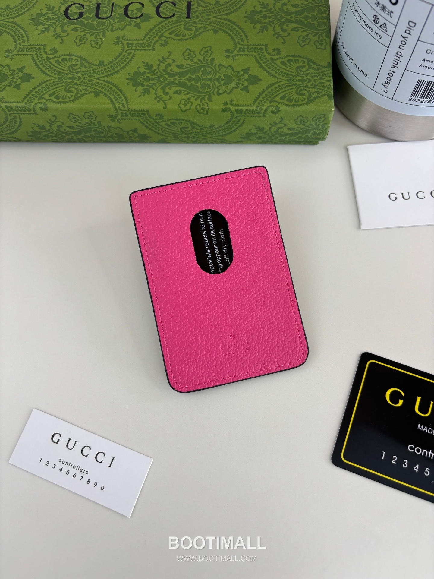 Gucci GG Supreme Bicolor Coated Canvas Pink Card Holder 구찌 GG 수프림 바이컬러 817197 코티드 캔버스 핑크 카드홀더 9.5cm 2