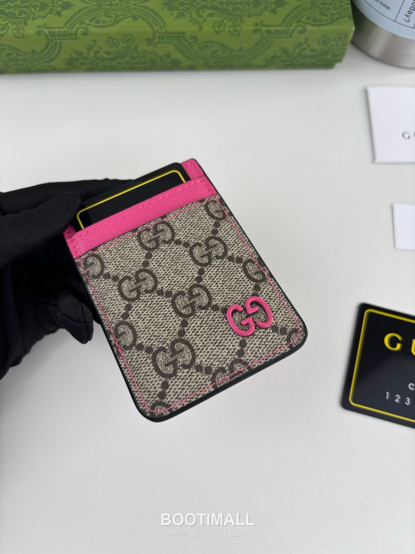 Gucci GG Supreme Bicolor Coated Canvas Pink Card Holder 구찌 GG 수프림 바이컬러 817197 코티드 캔버스 핑크 카드홀더 9.5cm 4