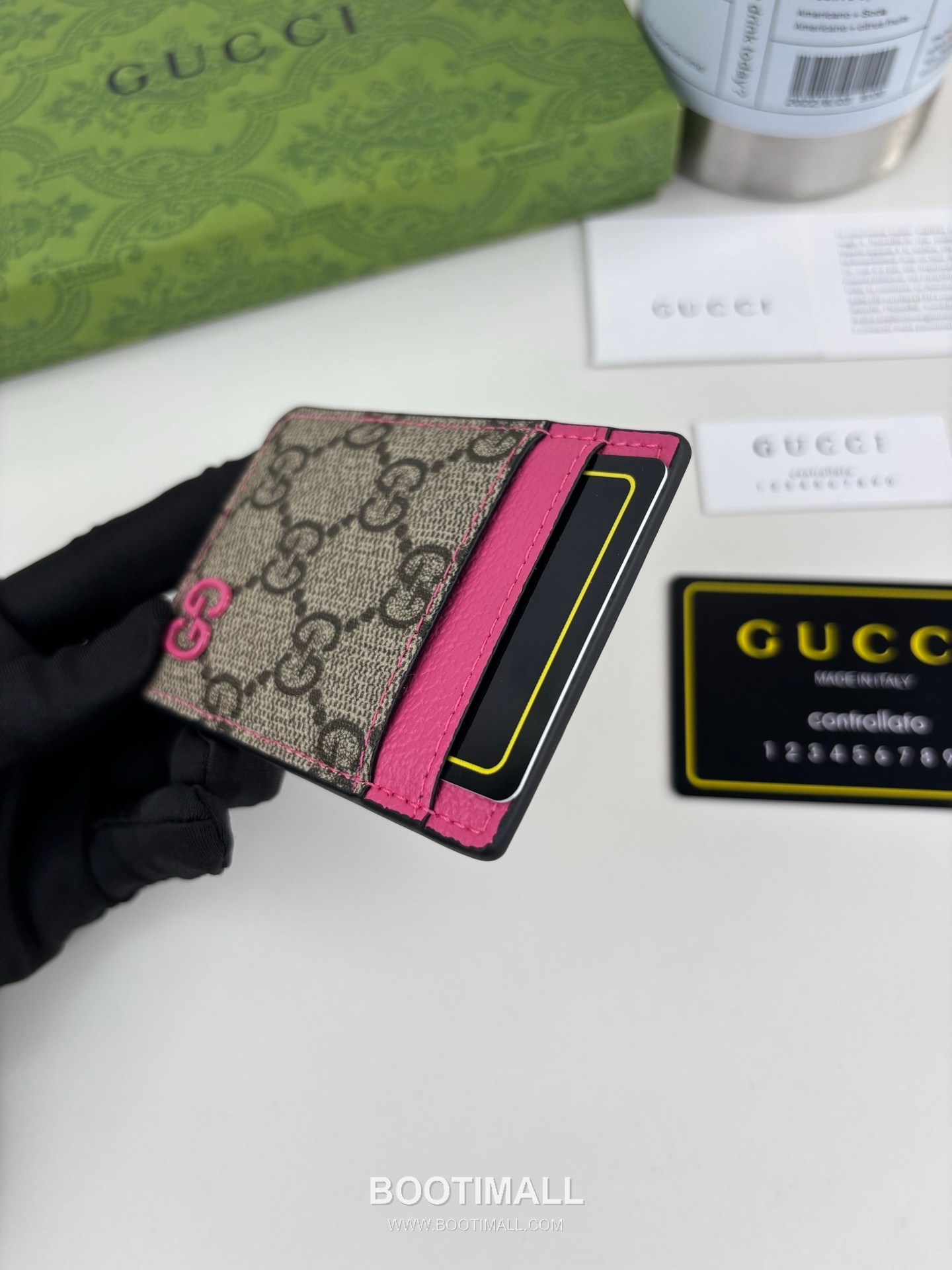 Gucci GG Supreme Bicolor Coated Canvas Pink Card Holder 구찌 GG 수프림 바이컬러 817197 코티드 캔버스 핑크 카드홀더 9.5cm 5