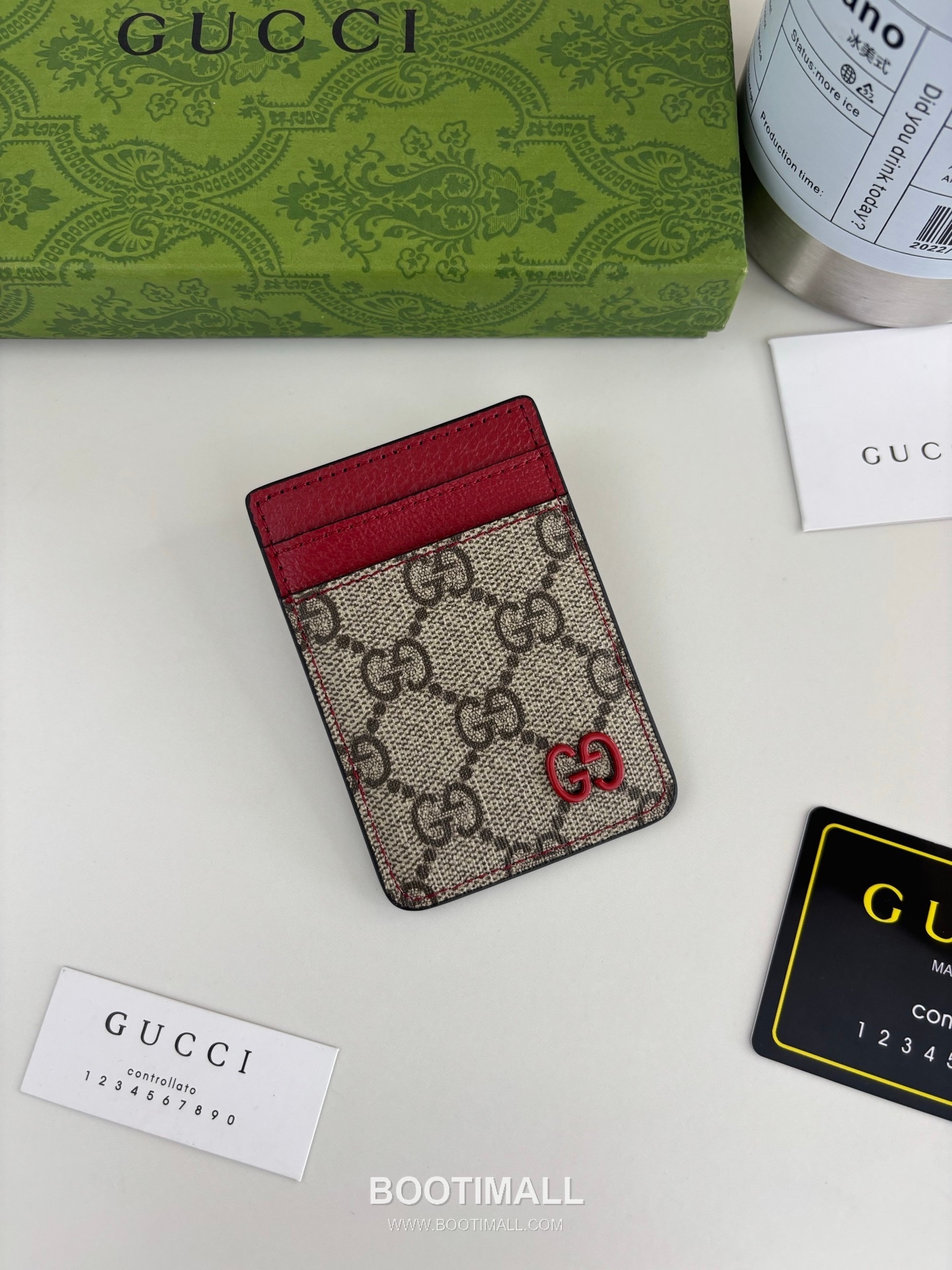 Gucci GG Supreme Bicolor Coated Canvas Pink Card Holder 구찌 GG 수프림 바이컬러 817197 코티드 캔버스 핑크 카드홀더 9.5cm 1