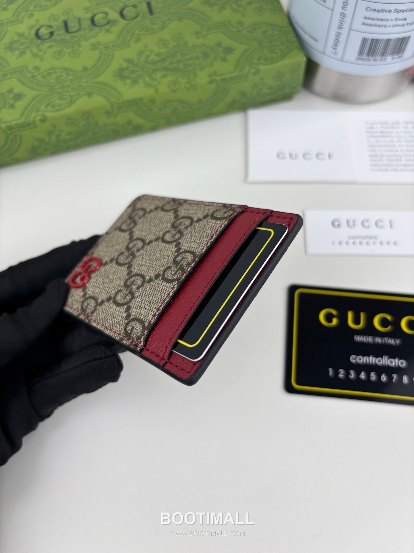 Gucci GG Supreme Bicolor Coated Canvas Pink Card Holder 구찌 GG 수프림 바이컬러 817197 코티드 캔버스 핑크 카드홀더 9.5cm 5