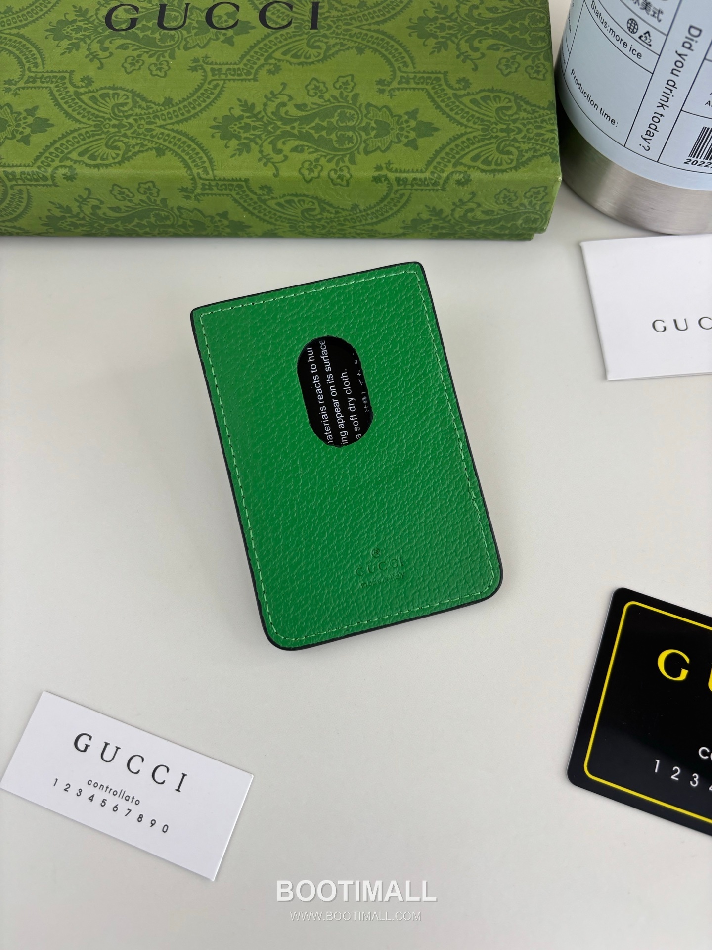 Gucci GG Supreme Bicolor GG Canvas Green Card Holder 구찌 GG 수프림 바이컬러 817197 캔버스 그린 카드홀더 10cm 2