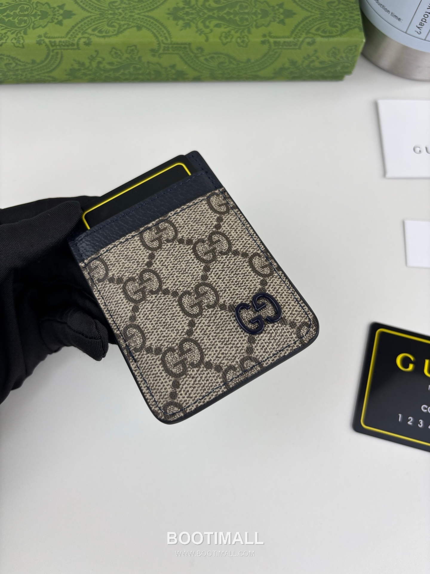 Gucci GG Supreme Bicolor GG Canvas Green Card Holder 구찌 GG 수프림 바이컬러 817197 캔버스 그린 카드홀더 9.5cm 4