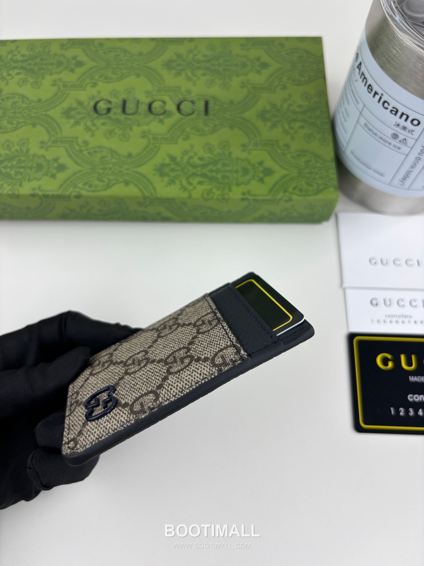 Gucci GG Supreme Bicolor GG Canvas Green Card Holder 구찌 GG 수프림 바이컬러 817197 캔버스 그린 카드홀더 9.5cm 6
