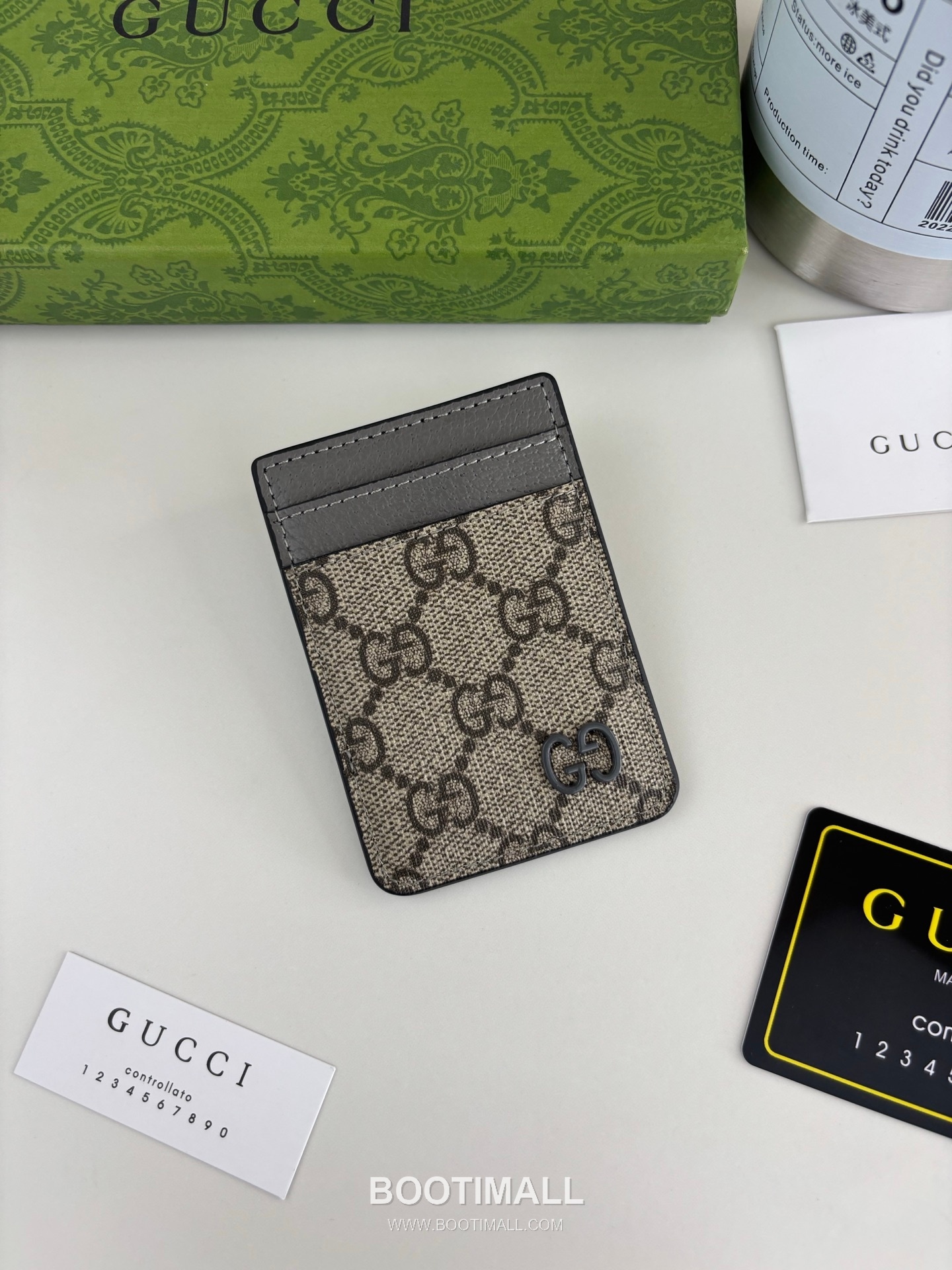 Gucci GG Supreme Bicolor GG Canvas Green Card Holder 구찌 GG 수프림 바이컬러 817197 캔버스 그린 카드홀더 9.5cm 1