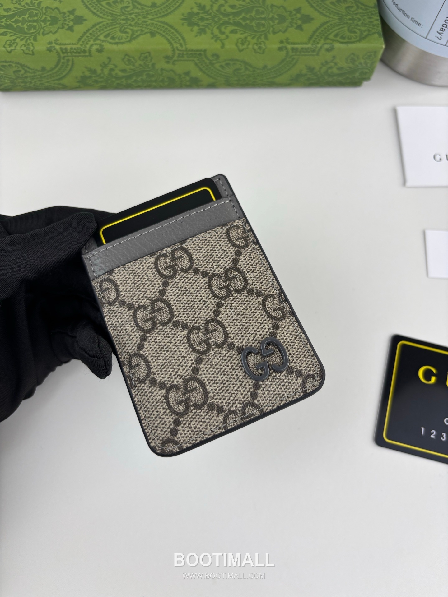 Gucci GG Supreme Bicolor GG Canvas Green Card Holder 구찌 GG 수프림 바이컬러 817197 캔버스 그린 카드홀더 9.5cm 4