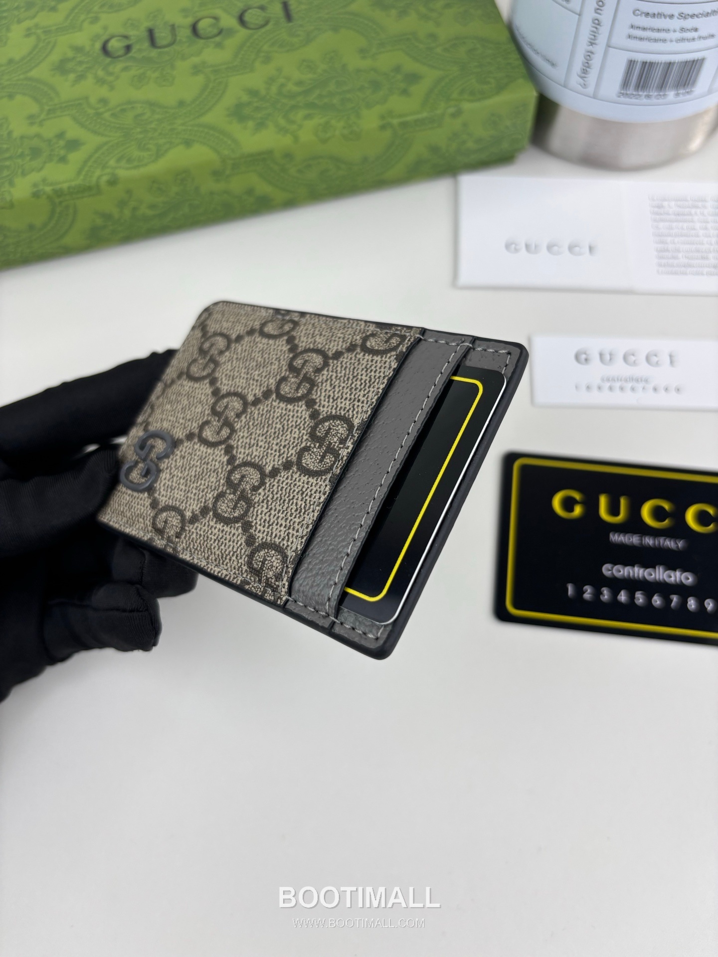 Gucci GG Supreme Bicolor GG Canvas Green Card Holder 구찌 GG 수프림 바이컬러 817197 캔버스 그린 카드홀더 9.5cm 5