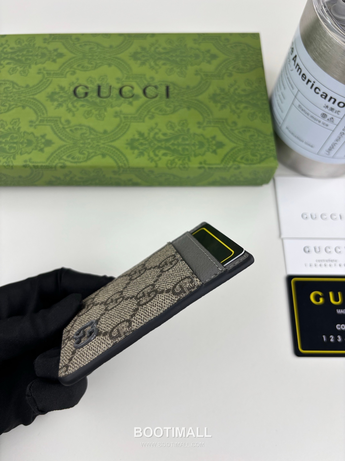 Gucci GG Supreme Bicolor GG Canvas Green Card Holder 구찌 GG 수프림 바이컬러 817197 캔버스 그린 카드홀더 9.5cm 6