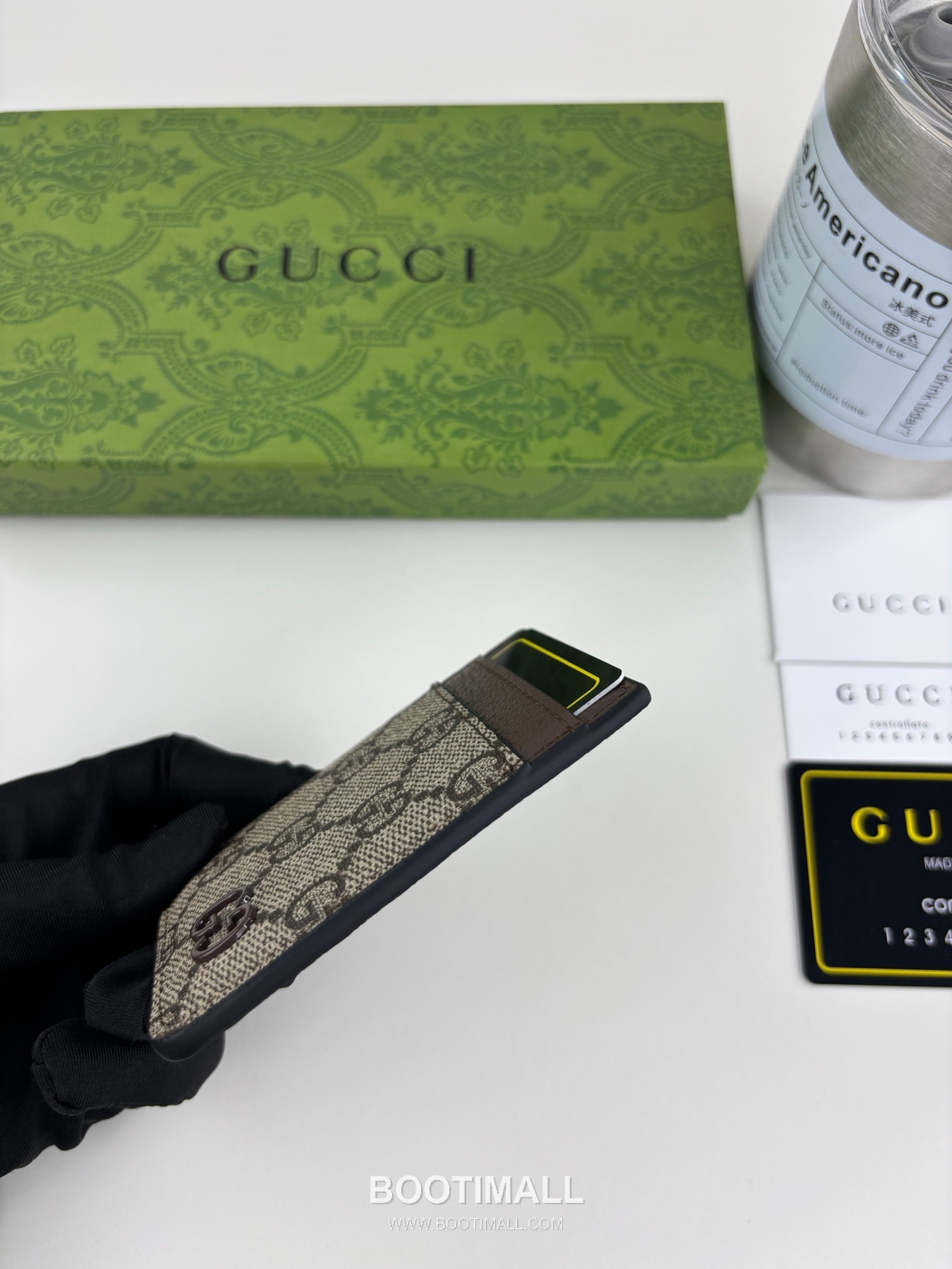 Gucci GG Supreme Bicolor Coated Canvas Brown Card Holder 구찌 GG 수프림 바이컬러 817197 코팅 캔버스 브라운 카드홀더 10cm 6