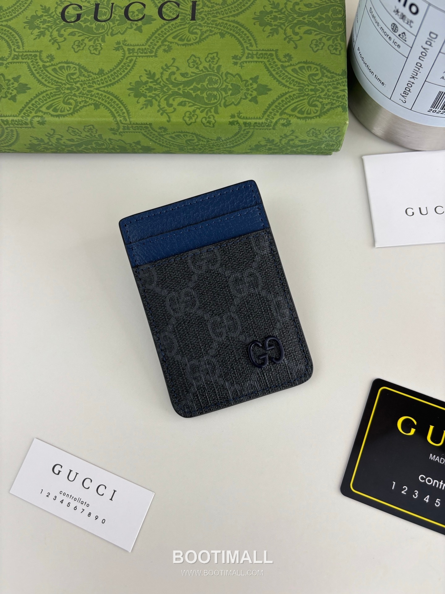 Gucci GG Supreme Two-Tone 817197 GG Canvas Blue Card Holder 구찌 GG 수프림 투톤 817197 캔버스 블루 카드홀더 10cm 1
