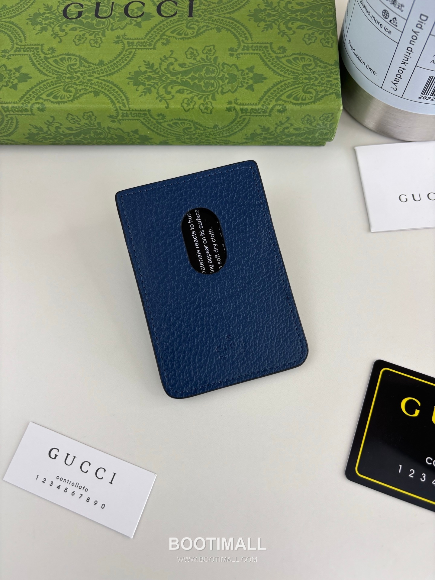 Gucci GG Supreme Two-Tone 817197 GG Canvas Blue Card Holder 구찌 GG 수프림 투톤 817197 캔버스 블루 카드홀더 10cm 2