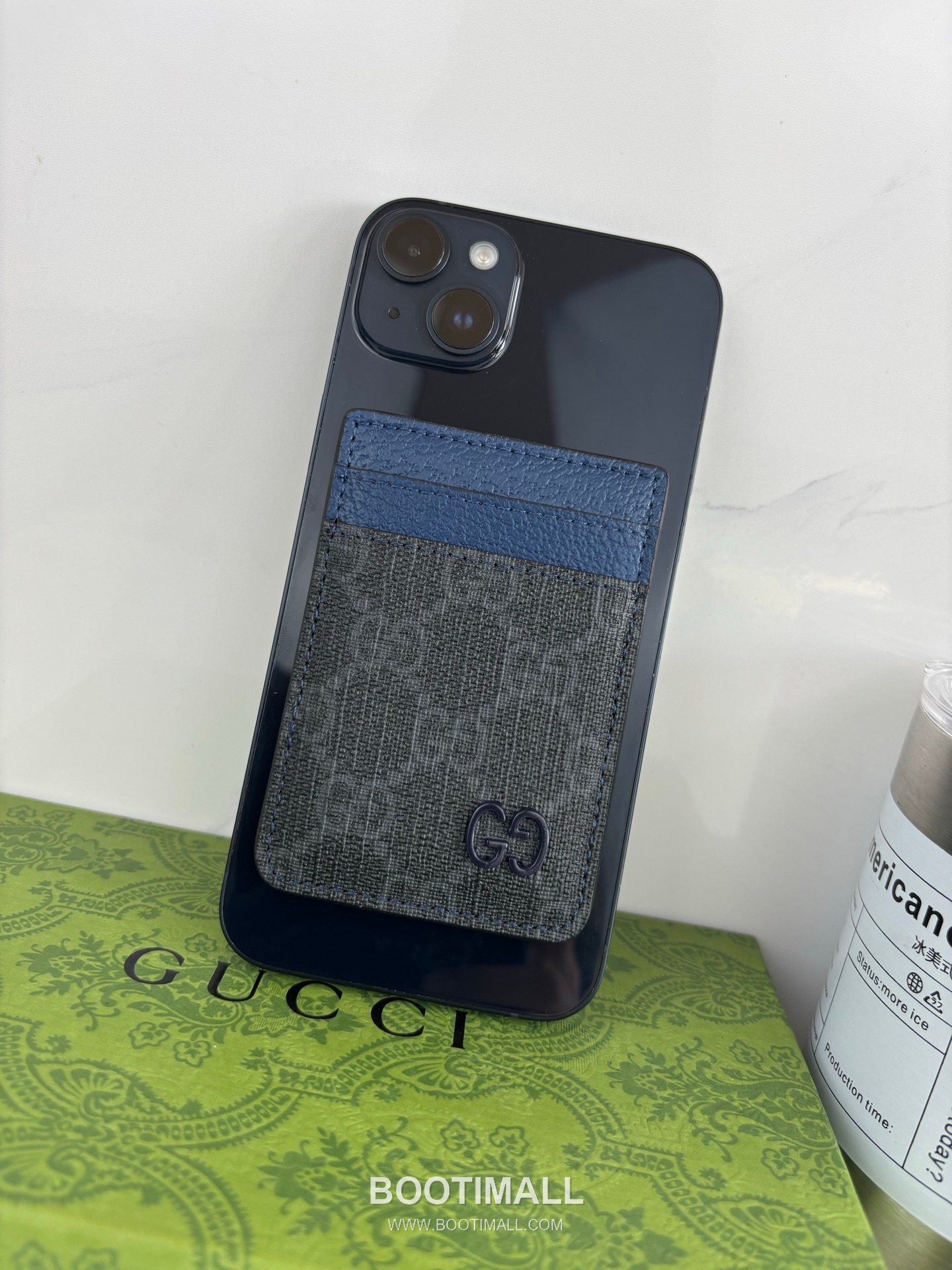 Gucci GG Supreme Two-Tone 817197 GG Canvas Blue Card Holder 구찌 GG 수프림 투톤 817197 캔버스 블루 카드홀더 10cm 3