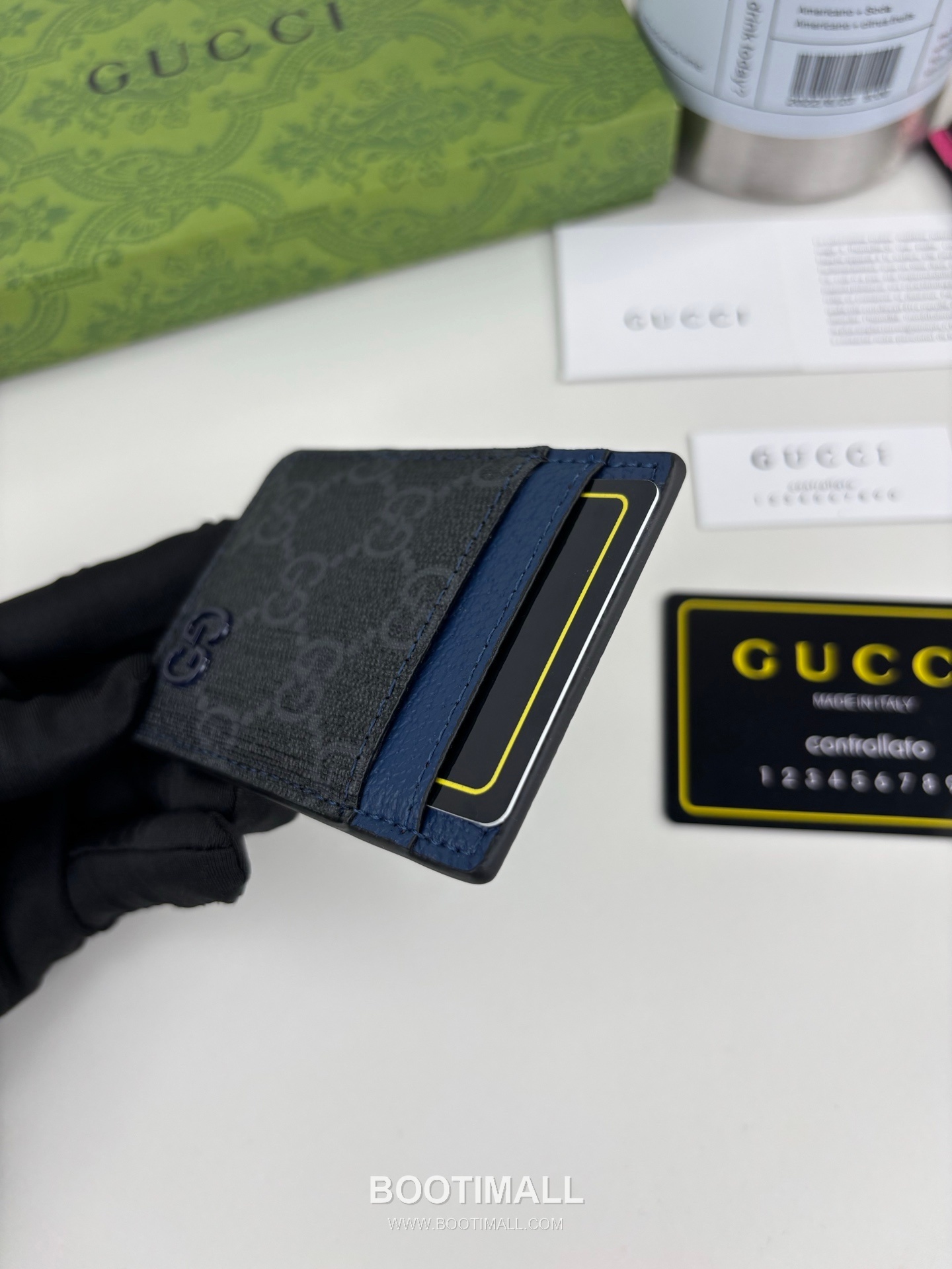 Gucci GG Supreme Two-Tone 817197 GG Canvas Blue Card Holder 구찌 GG 수프림 투톤 817197 캔버스 블루 카드홀더 10cm 5