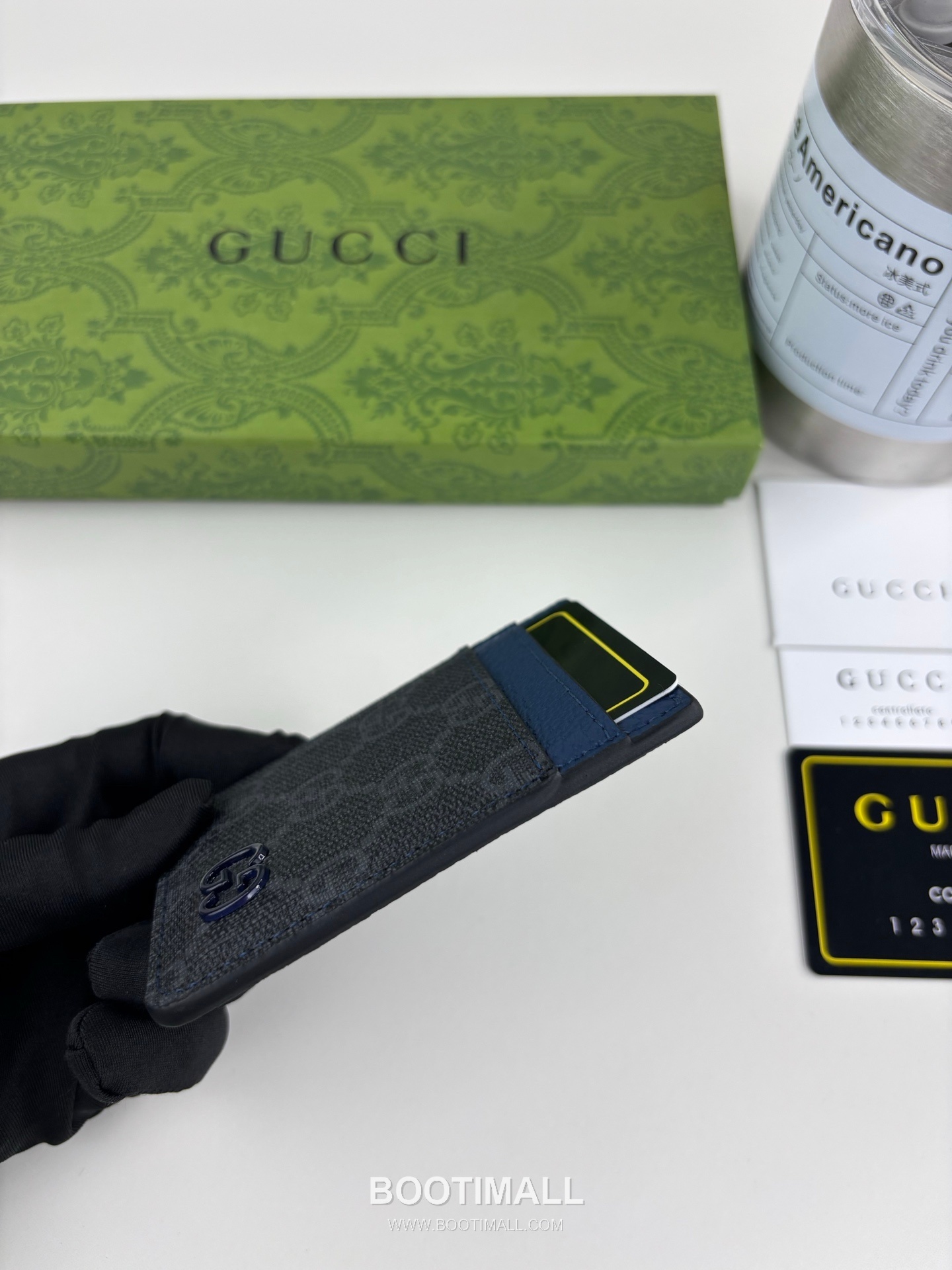 Gucci GG Supreme Two-Tone 817197 GG Canvas Blue Card Holder 구찌 GG 수프림 투톤 817197 캔버스 블루 카드홀더 10cm 6