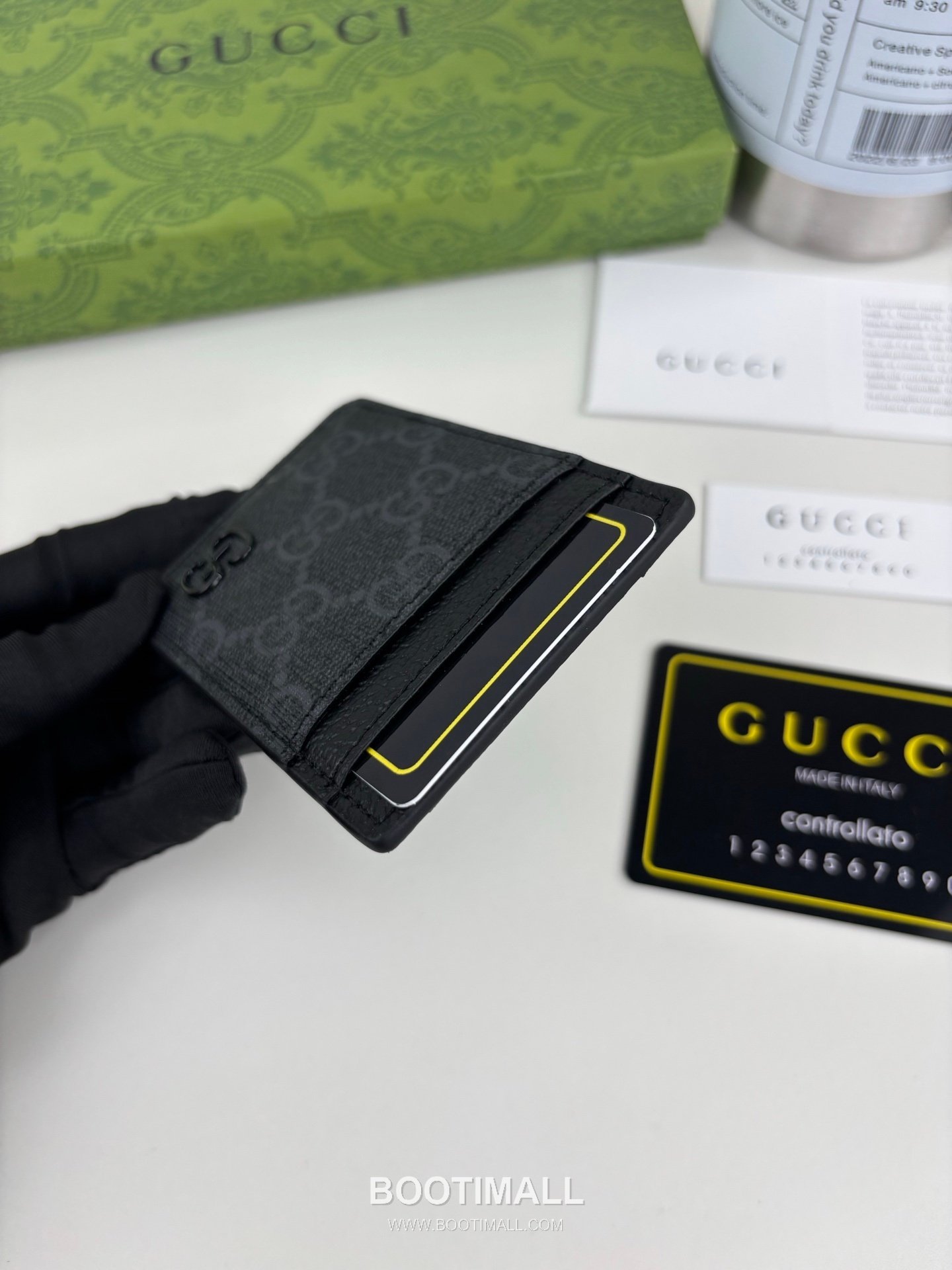 Gucci GG Supreme Magnetic GG Canvas Black Card Holder 구찌 GG 수프림 마그네틱 817197 캔버스 블랙 카드홀더 10cm 5
