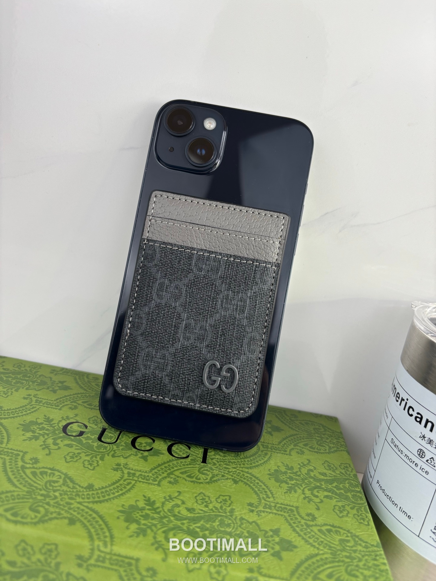 Gucci GG Supreme Two-Tone 817197 GG Canvas Blue Card Holder 구찌 GG 수프림 투톤 817197 캔버스 블루 카드홀더 9.5cm 3