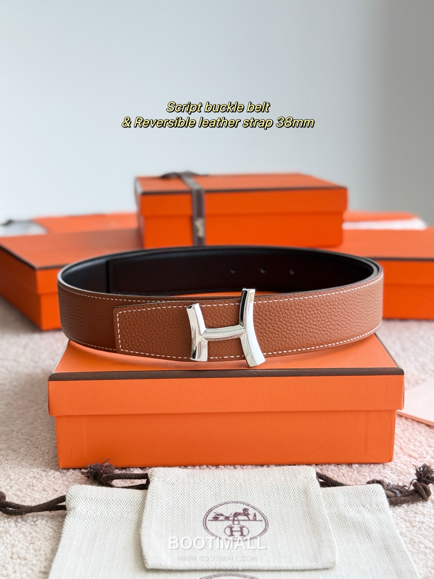 Hermès Script Buckle Togo Calfskin Belt 에르메스 스크립트 버클 토고 카프스킨 벨트 3.8cm 3
