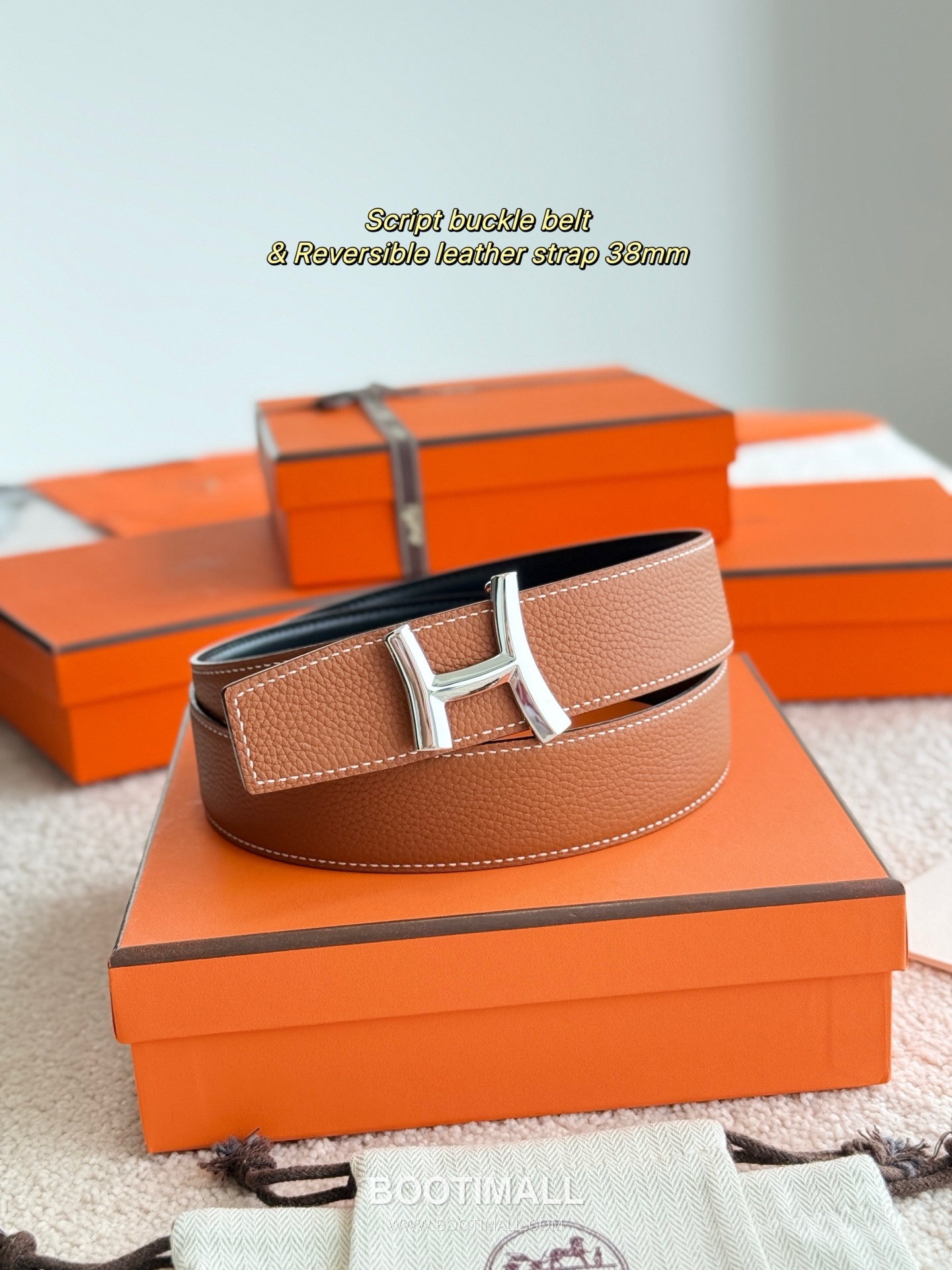 Hermès Script Buckle Togo Calfskin Belt 에르메스 스크립트 버클 토고 카프스킨 벨트 3.8cm 4