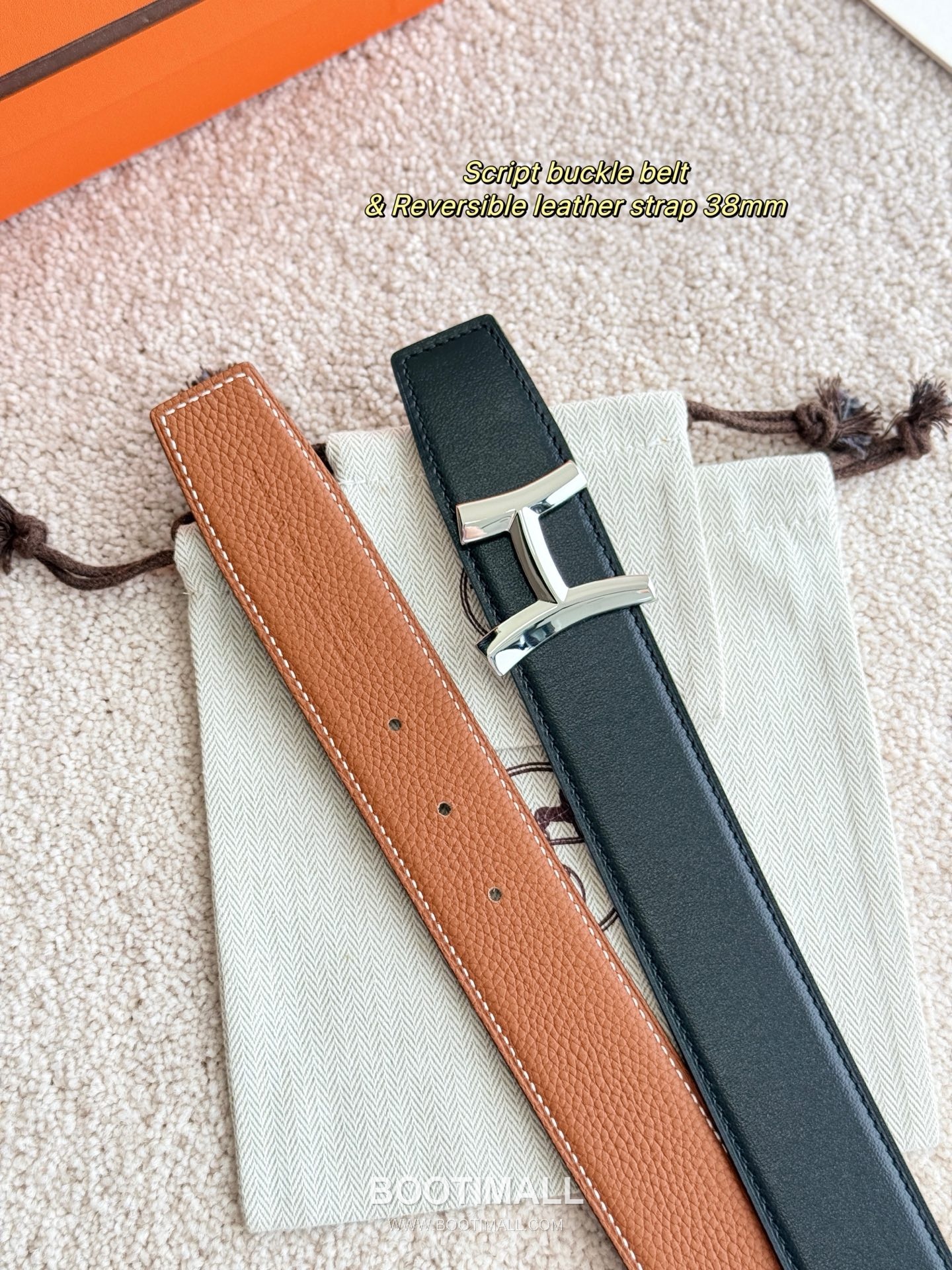 Hermès Script Buckle Togo Calfskin Belt 에르메스 스크립트 버클 토고 카프스킨 벨트 3.8cm 5