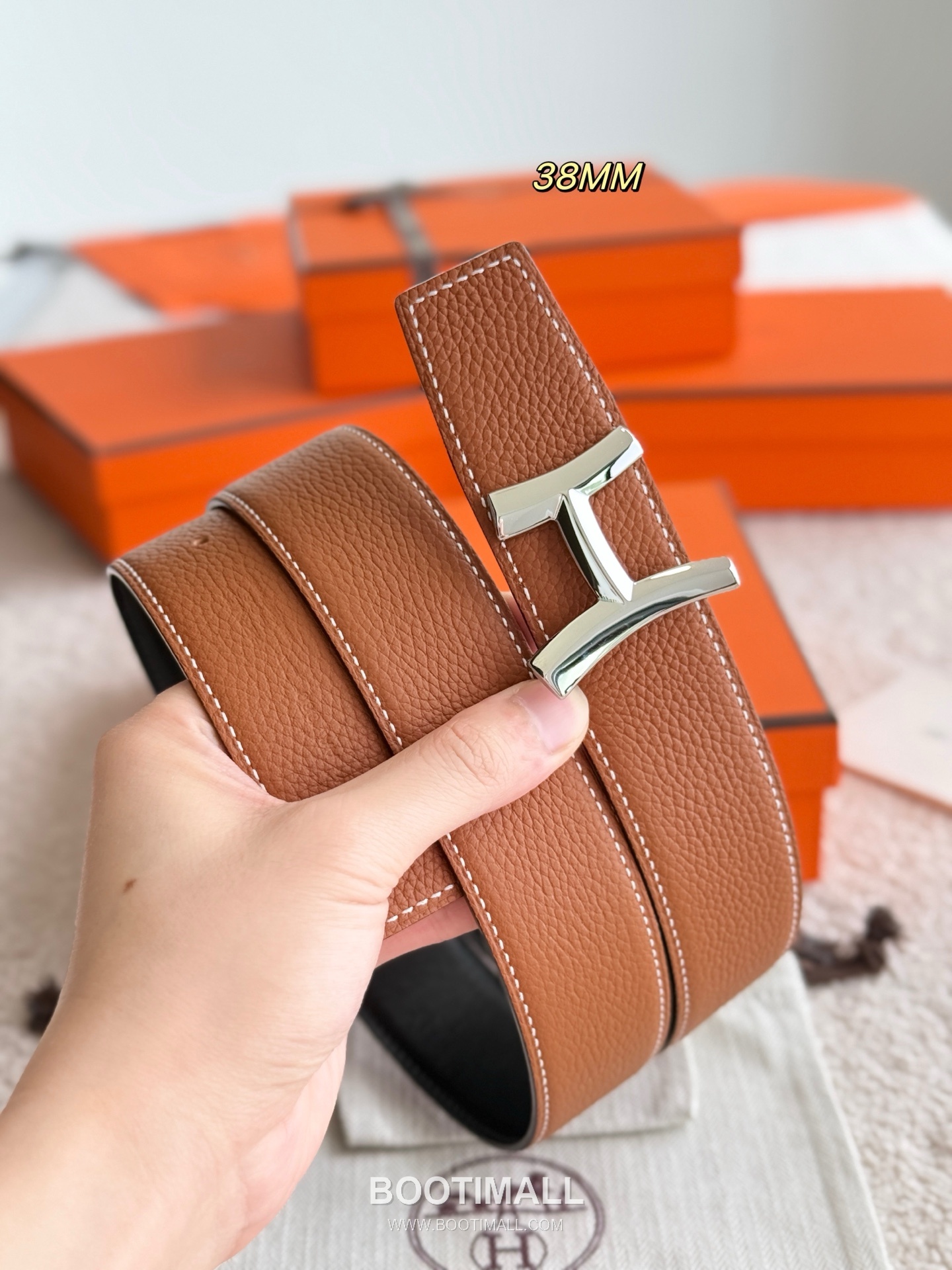 Hermès Script Buckle Togo Calfskin Belt 에르메스 스크립트 버클 토고 카프스킨 벨트 3.8cm 8
