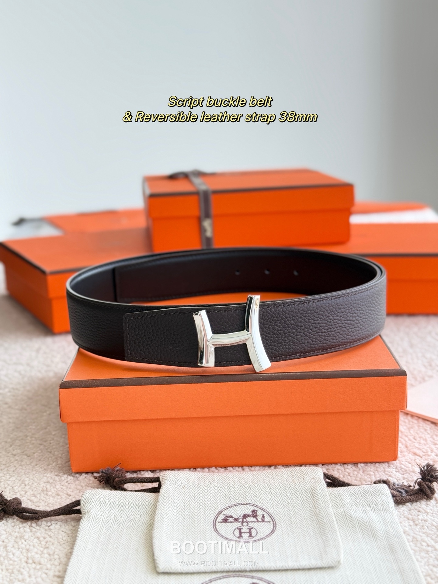 Hermès Script Buckle Togo Calfskin Belt 에르메스 스크립트 버클 토고 카프스킨 벨트 3.8cm 3