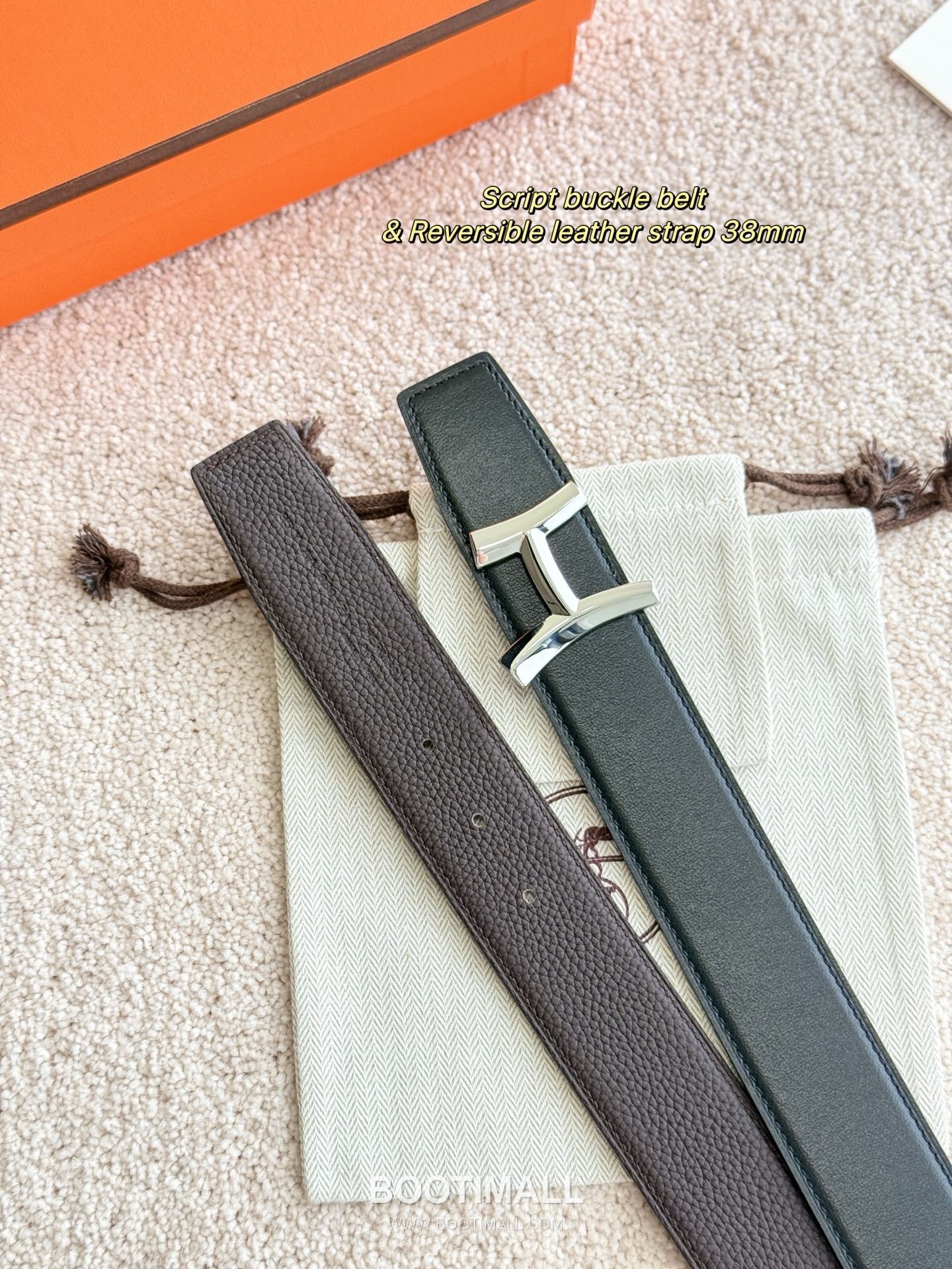 Hermès Script Buckle Togo Calfskin Belt 에르메스 스크립트 버클 토고 카프스킨 벨트 3.8cm 5