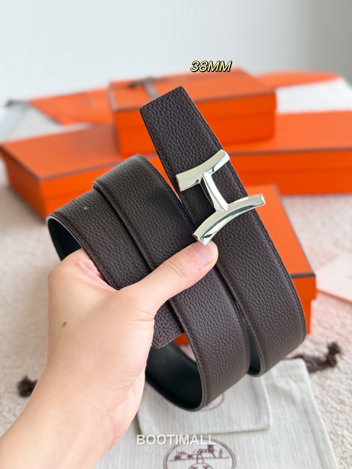 Hermès Script Buckle Togo Calfskin Belt 에르메스 스크립트 버클 토고 카프스킨 벨트 3.8cm 8