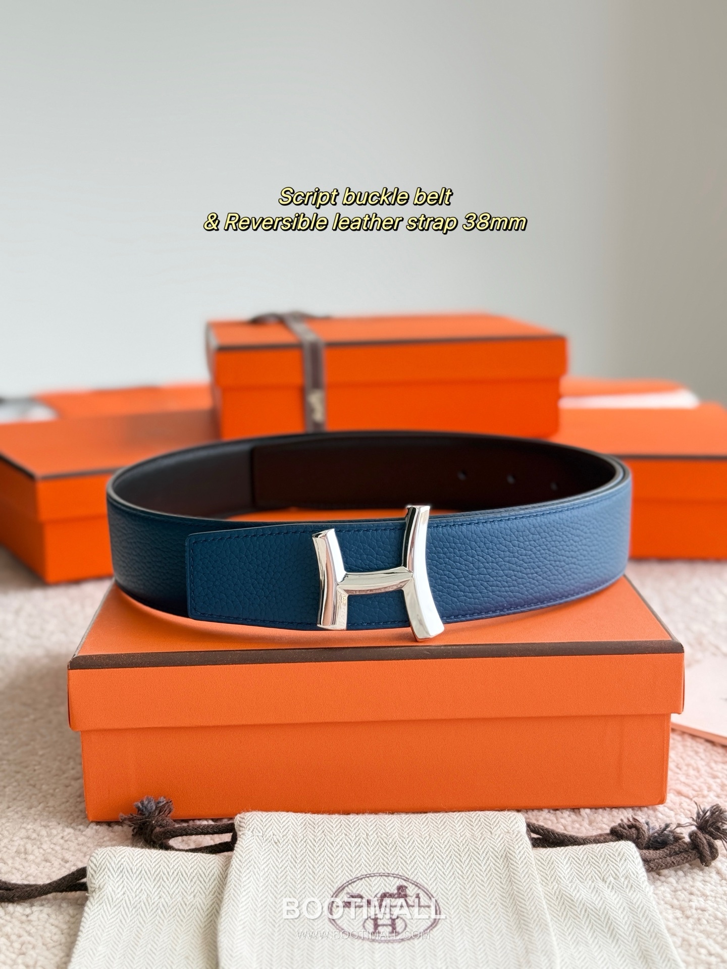Hermès Script Buckle Togo Calfskin Belt 에르메스 스크립트 버클 토고 카프스킨 벨트 3.8cm 3