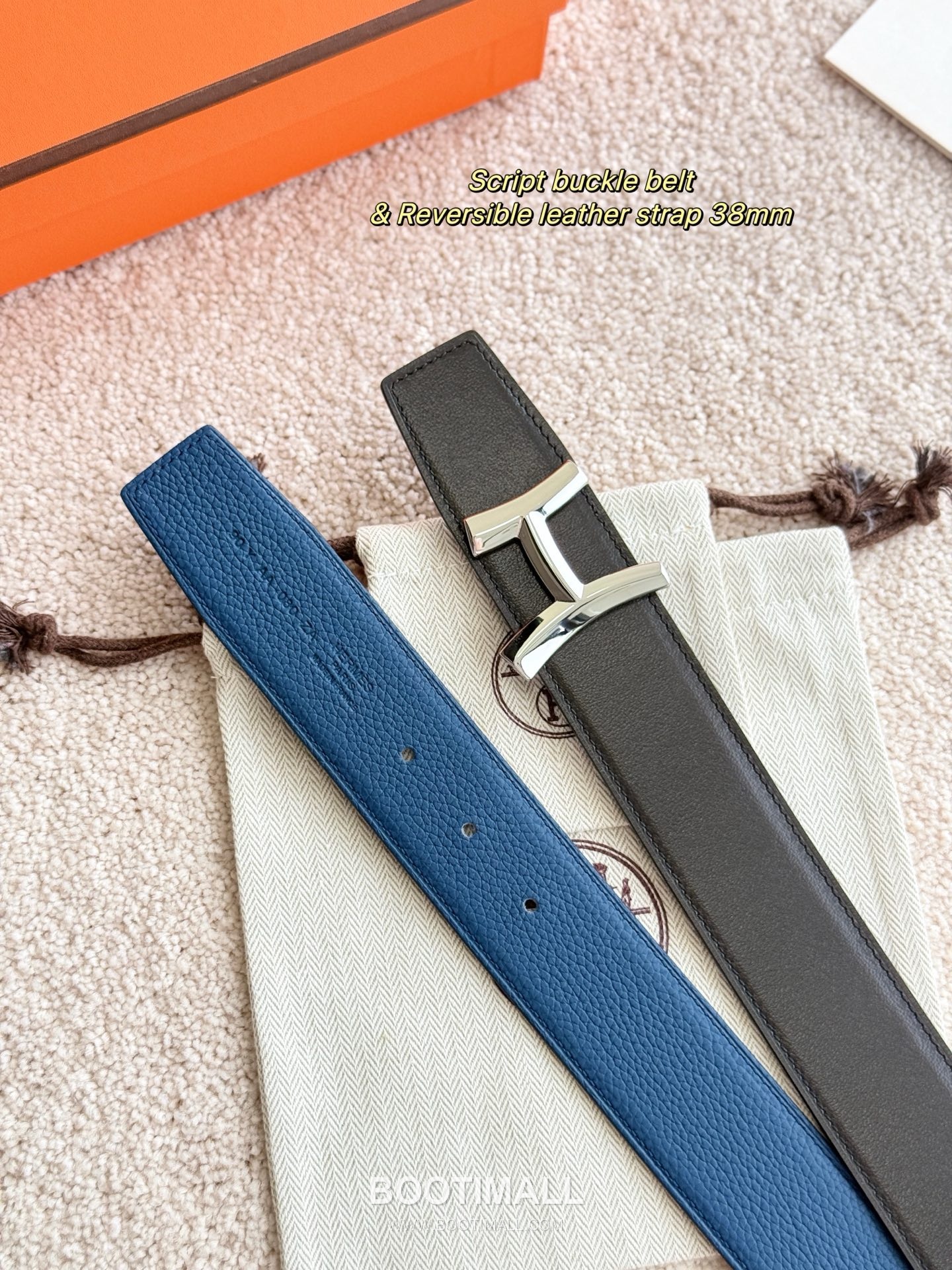 Hermès Script Buckle Togo Calfskin Belt 에르메스 스크립트 버클 토고 카프스킨 벨트 3.8cm 5