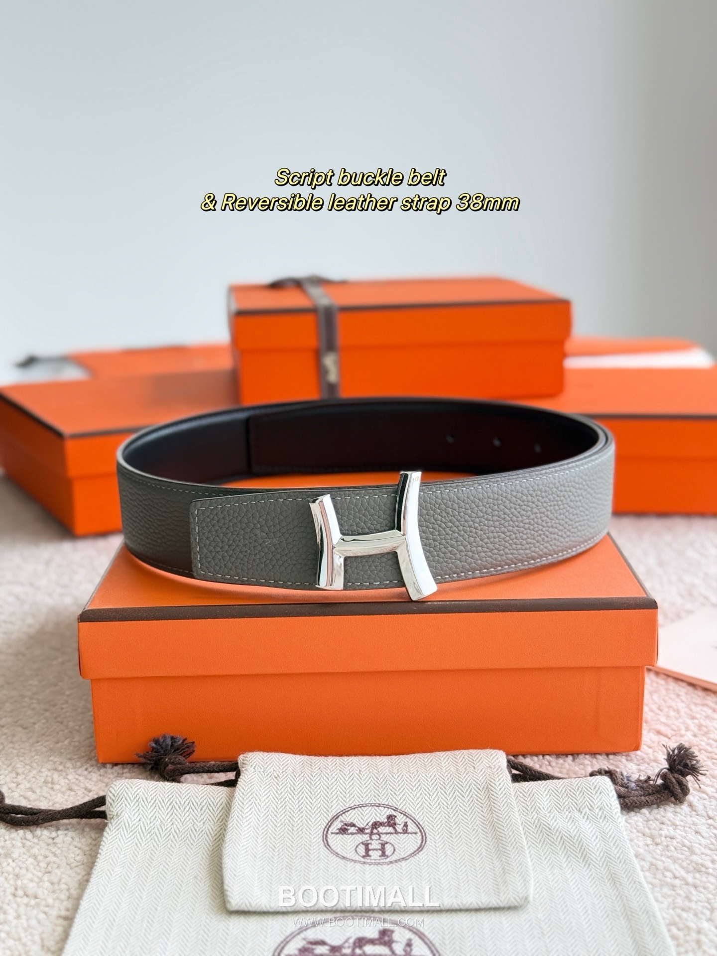 Hermès Script Buckle Togo Calfskin Belt 에르메스 스크립트 버클 토고 카프스킨 벨트 3.8cm 3