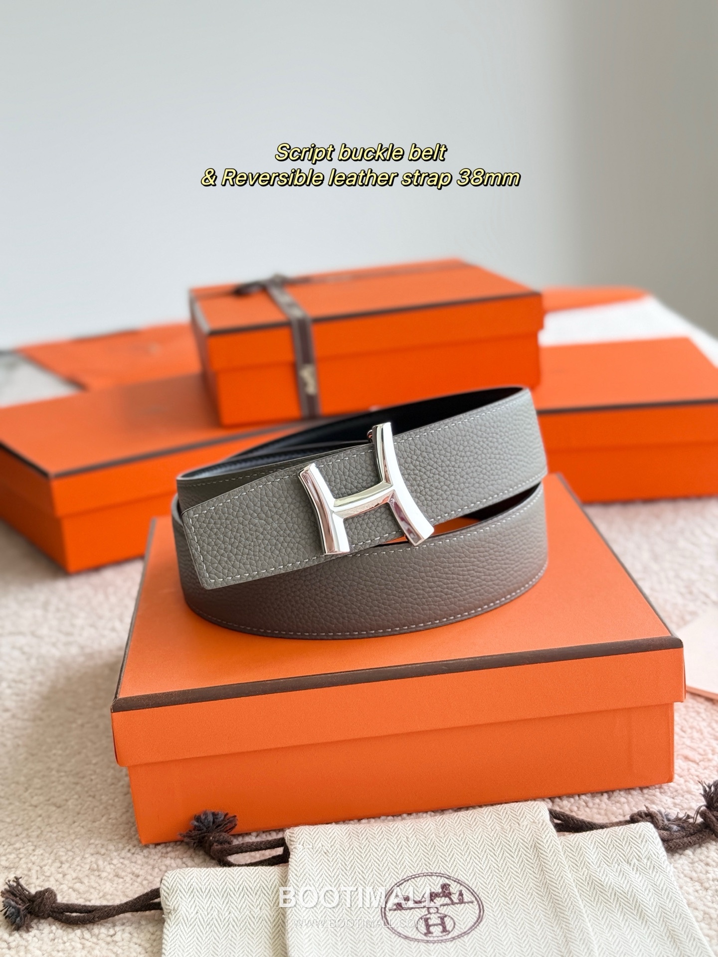 Hermès Script Buckle Togo Calfskin Belt 에르메스 스크립트 버클 토고 카프스킨 벨트 3.8cm 4