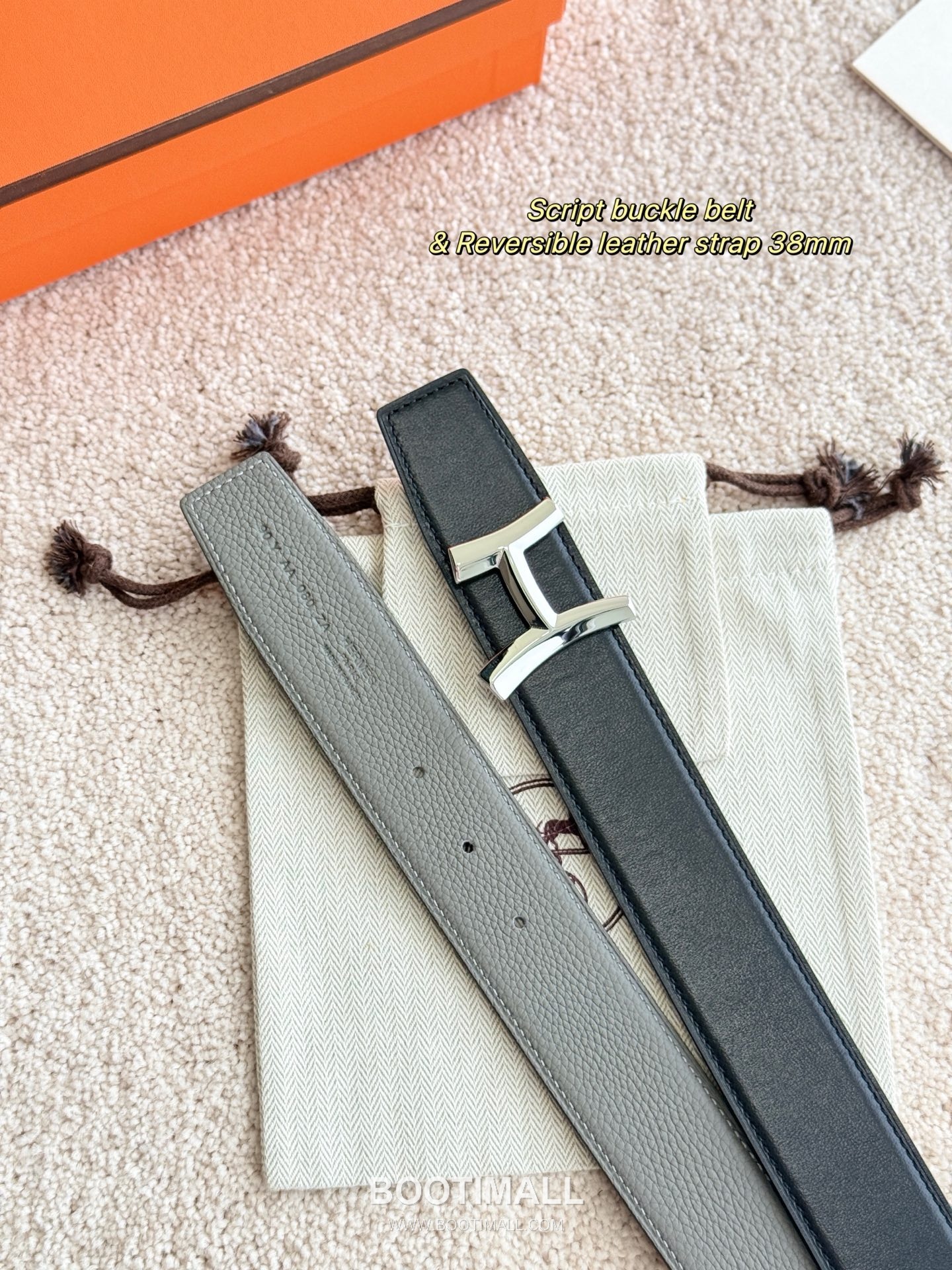 Hermès Script Buckle Togo Calfskin Belt 에르메스 스크립트 버클 토고 카프스킨 벨트 3.8cm 5
