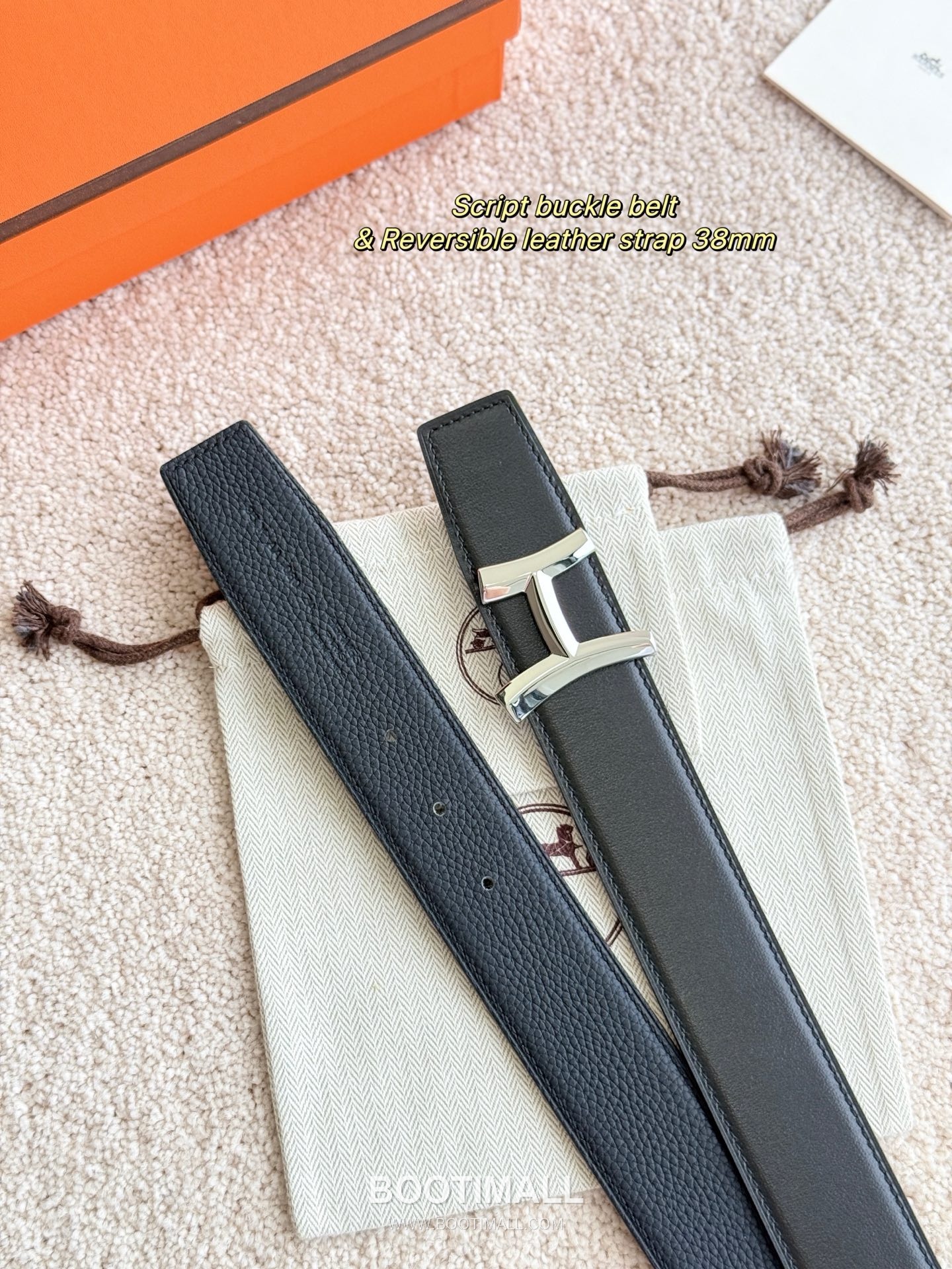 Hermès Script Buckle Togo Calfskin Belt 에르메스 스크립트 버클 토고 카프스킨 벨트 3.8cm 5