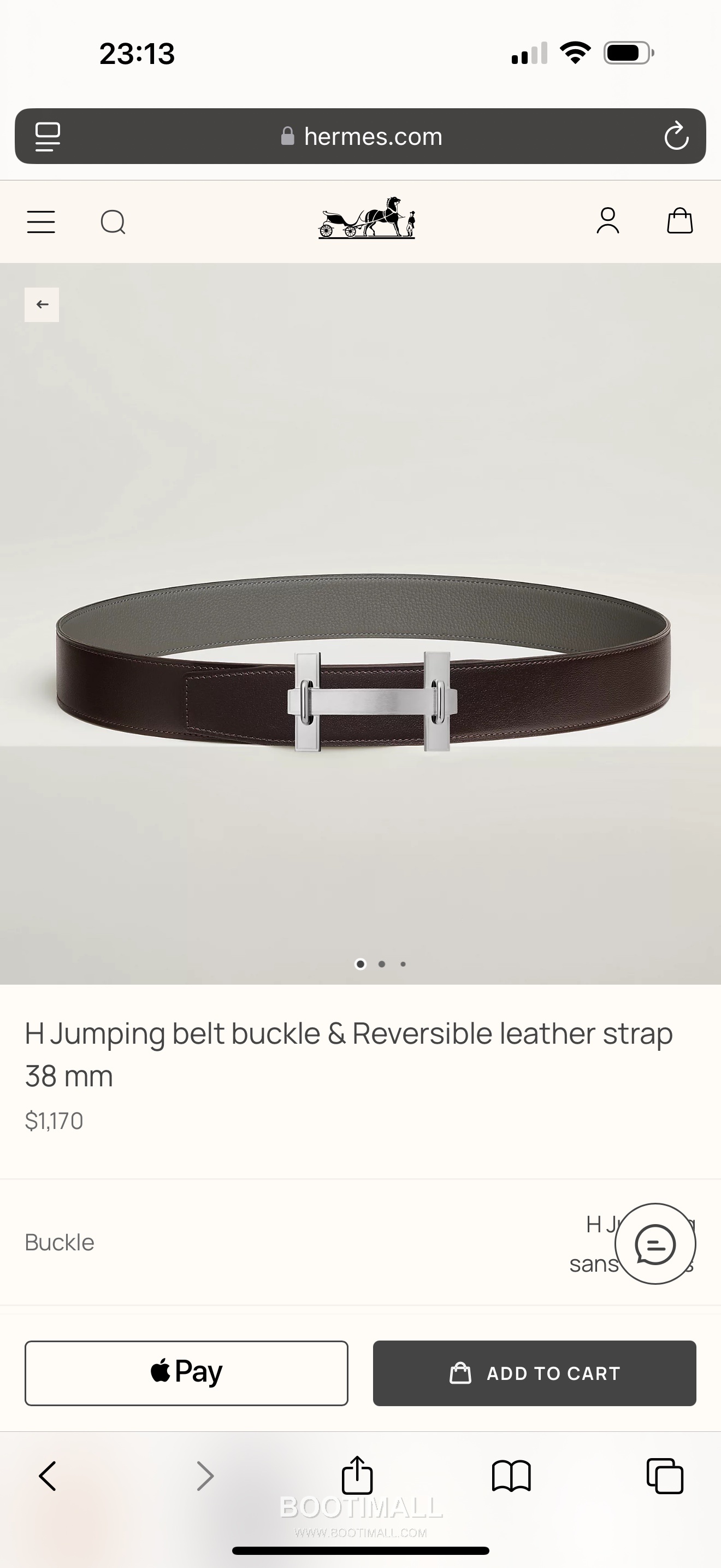 
Hermès Jumping Buckle Togo Calfskin Belt 에르메스 점핑 버클 토고 카프스킨 벨트 3.8cm 1