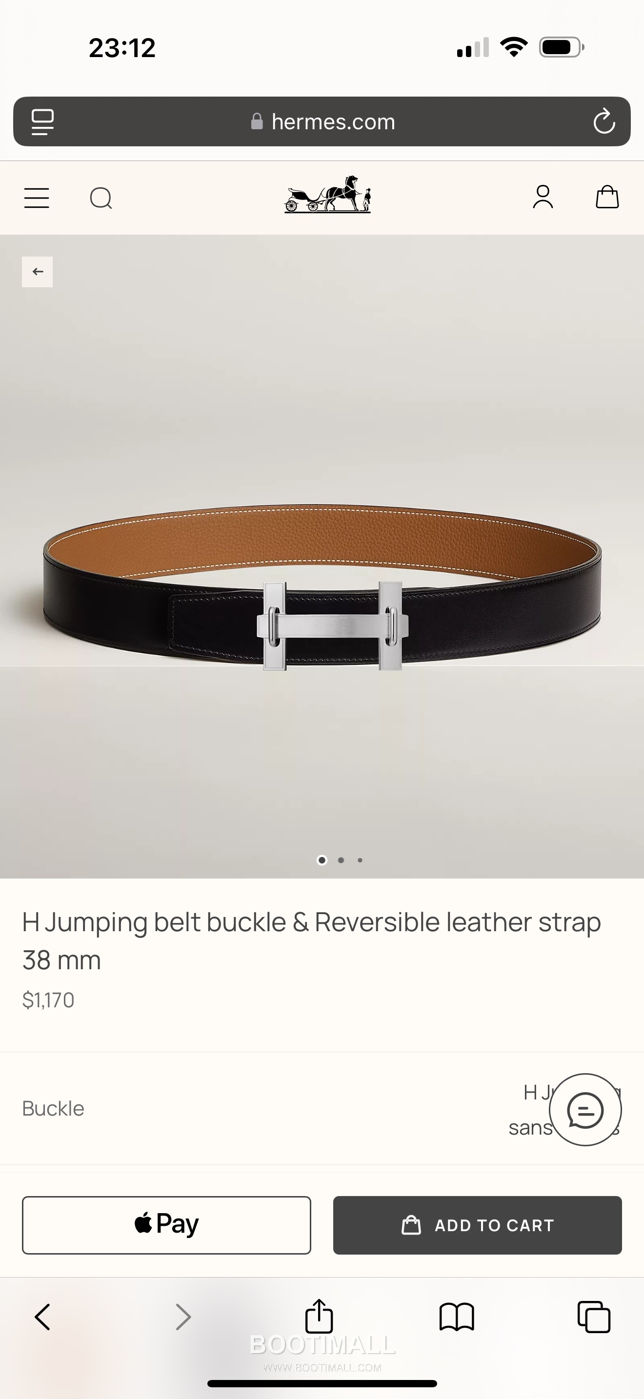 
Hermès Jumping Buckle Togo Calfskin Belt 에르메스 점핑 버클 토고 카프스킨 벨트 3.8cm 1