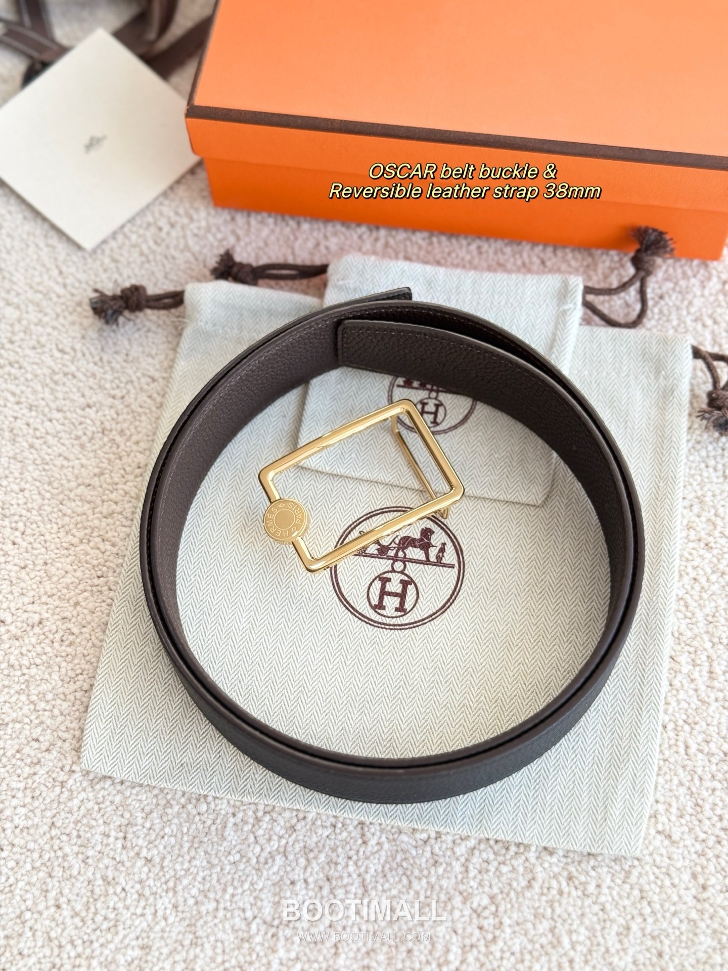 
Hermès Oscar Reversible Swift Calfskin Belt 에르메스 오스카 리버서블 스위프트 카프스킨 벨트 3.8cm 1