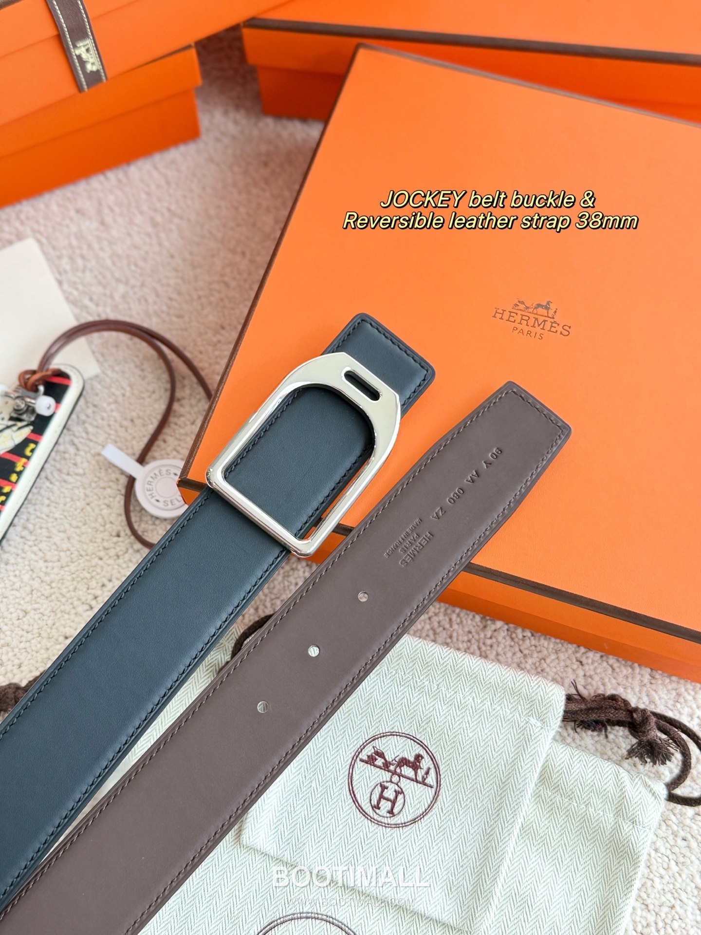
Hermès Jockey Reversible Matte Calfskin Belt 에르메스 조키 리버서블 매트 카프스킨 벨트 3.8cm 2
