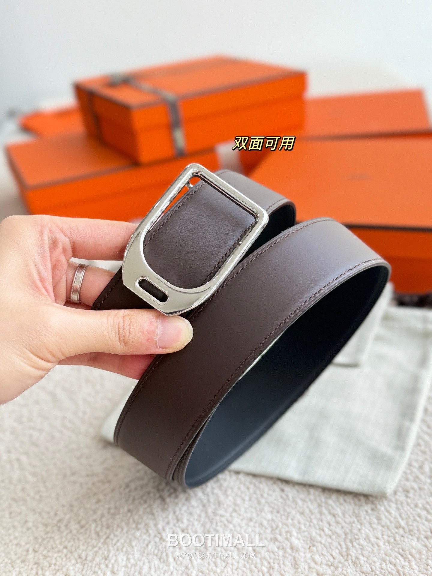 
Hermès Jockey Reversible Matte Calfskin Belt 에르메스 조키 리버서블 매트 카프스킨 벨트 3.8cm 7