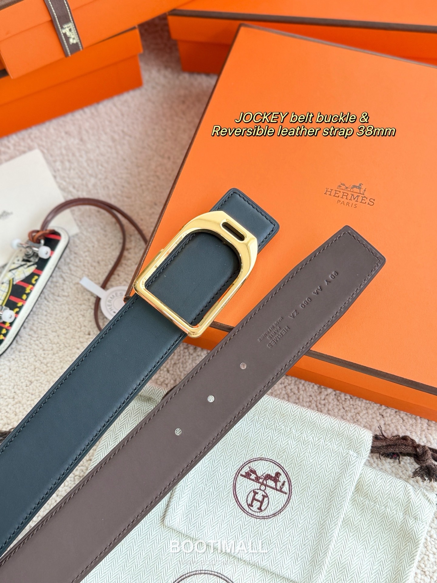Hermès Jockey Reversible Matte Calfskin Belt 에르메스 조키 리버서블 매트 카프스킨 벨트 3.8cm 2