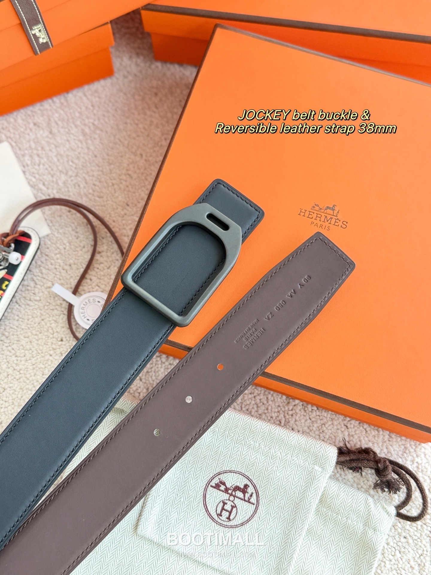 
Hermès Jockey Reversible Matte Calfskin Belt 에르메스 조키 리버서블 매트 카프스킨 벨트 3.8cm 2