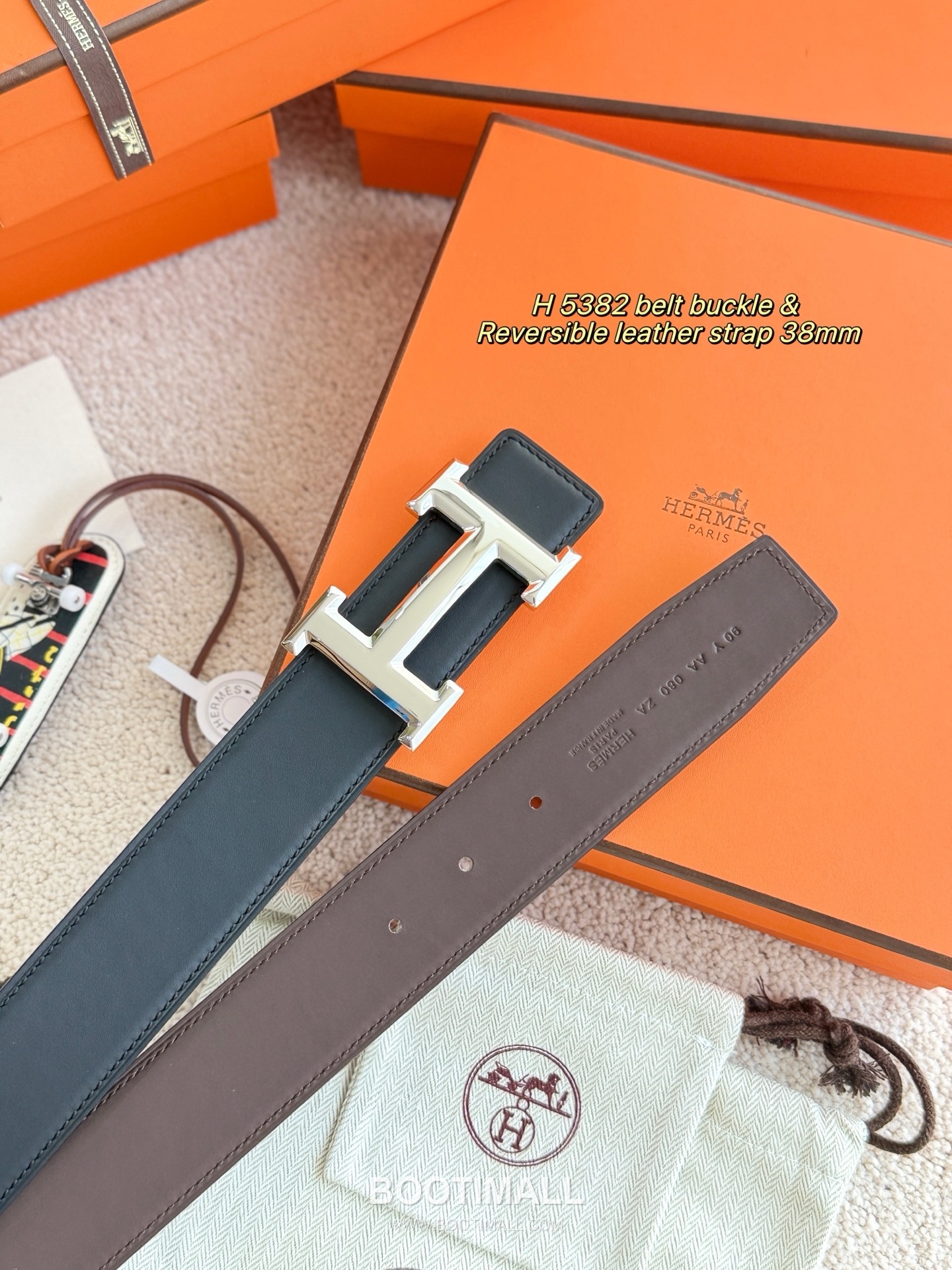 Hermès H 5382 Reversible Matte Calfskin Belt 에르메스 H 5382 리버서블 매트 카프스킨 벨트 3.8cm 2